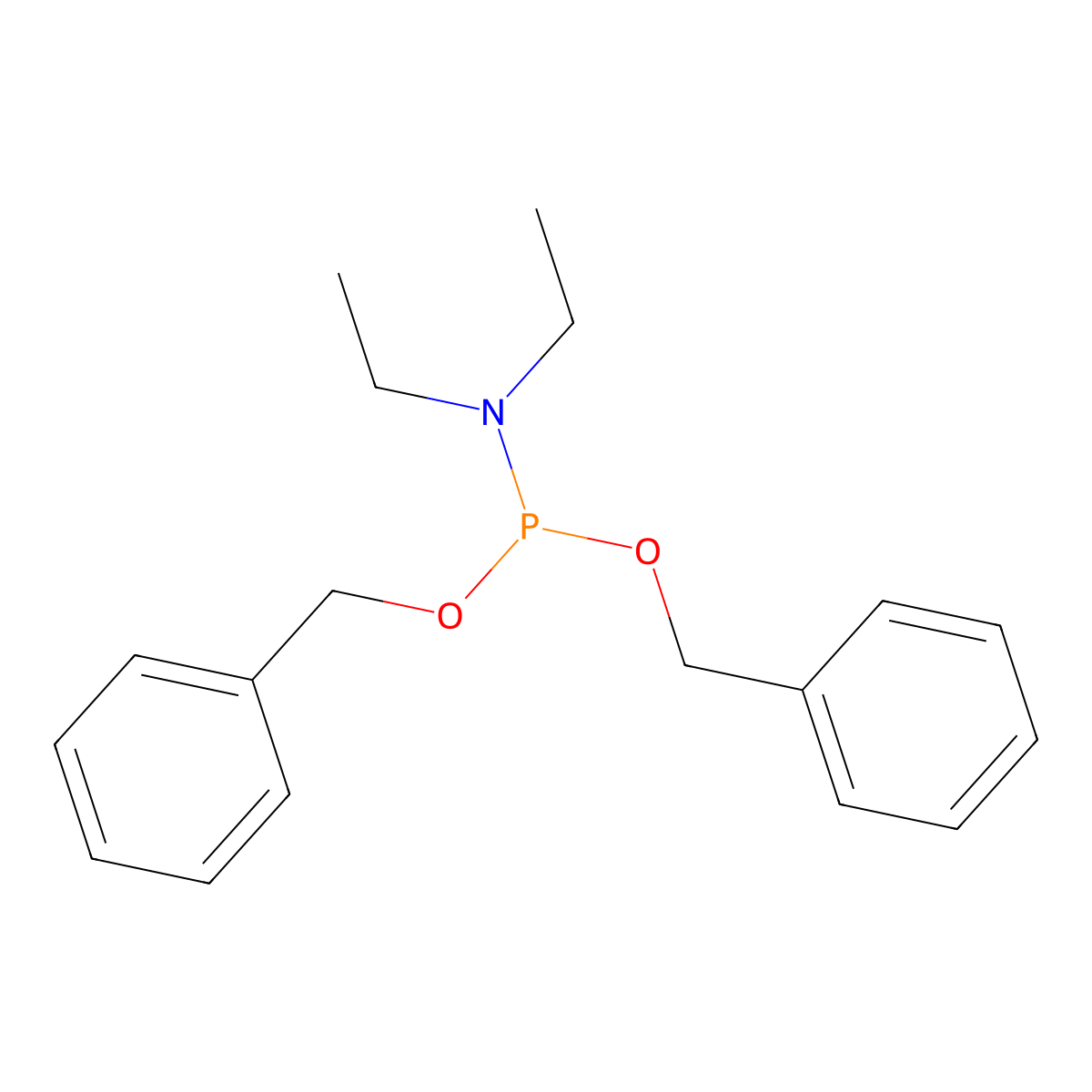 Dibenzyl diethylphosphoramidite molecular structure, CAS 67746-43-4