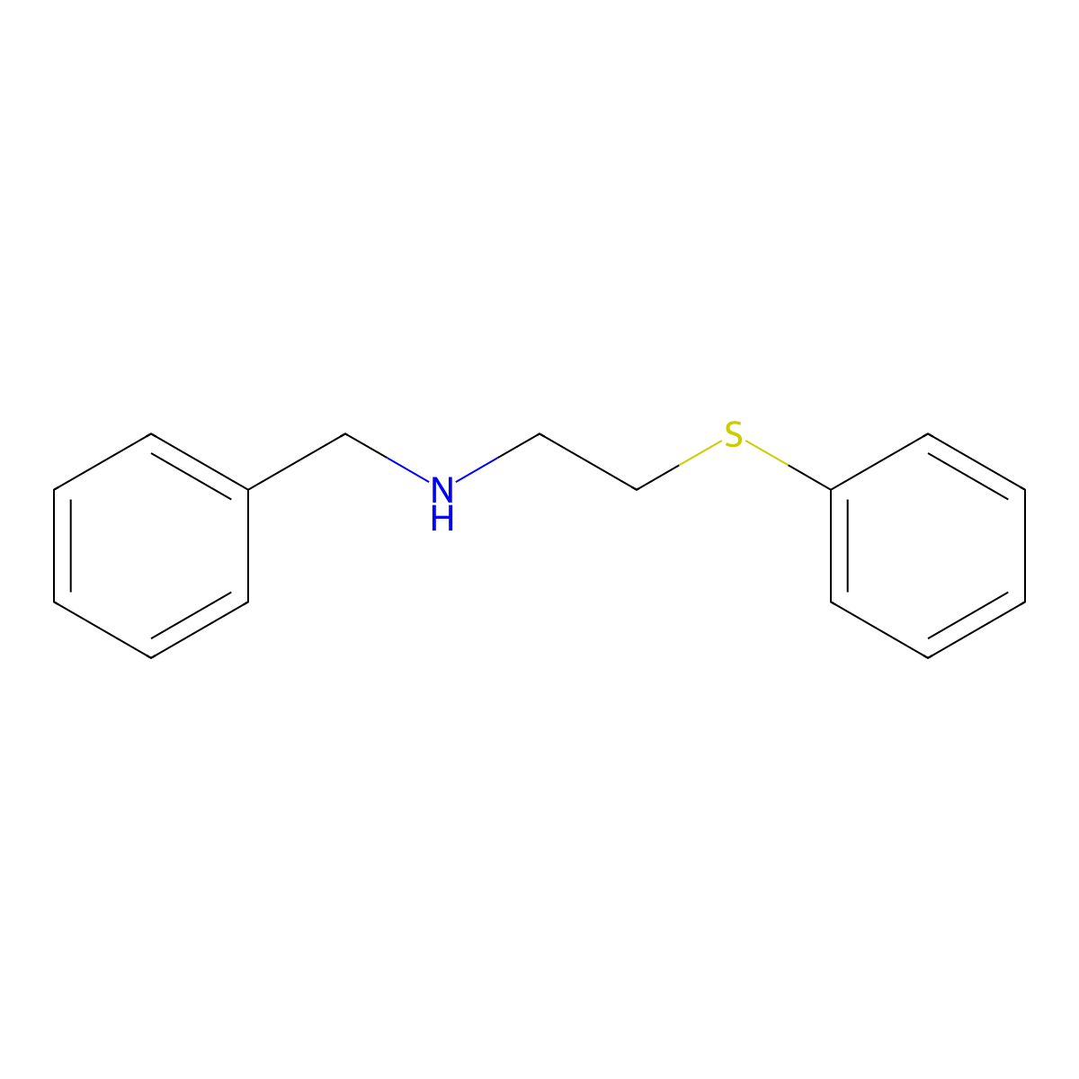 Benzenemethanamine, N-[2-(phenylthio)ethyl]- molecular structure, CAS 67747-34-6
