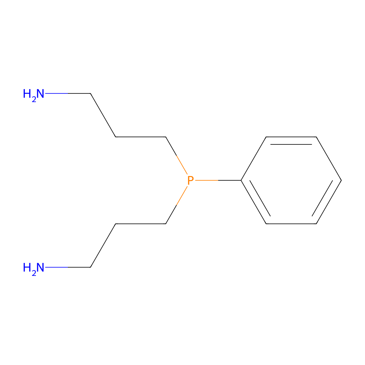 Bis(3-aminopropyl)phenylphosphine molecular structure, CAS 6775-01-5