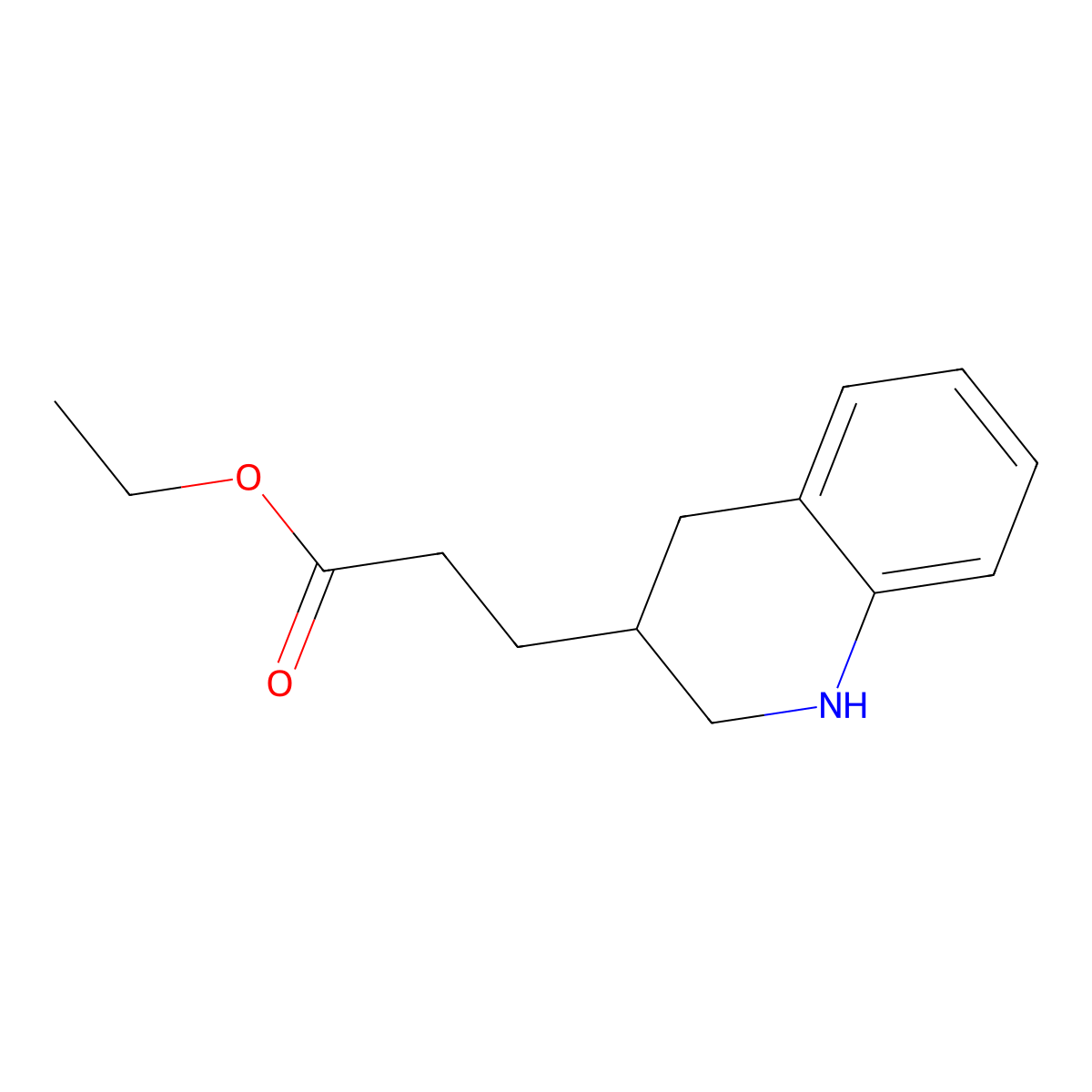 Ethyl 3-(1,2,3,4-tetrahydroquinolin-3-yl)propanoate molecular structure, CAS 67752-45-8