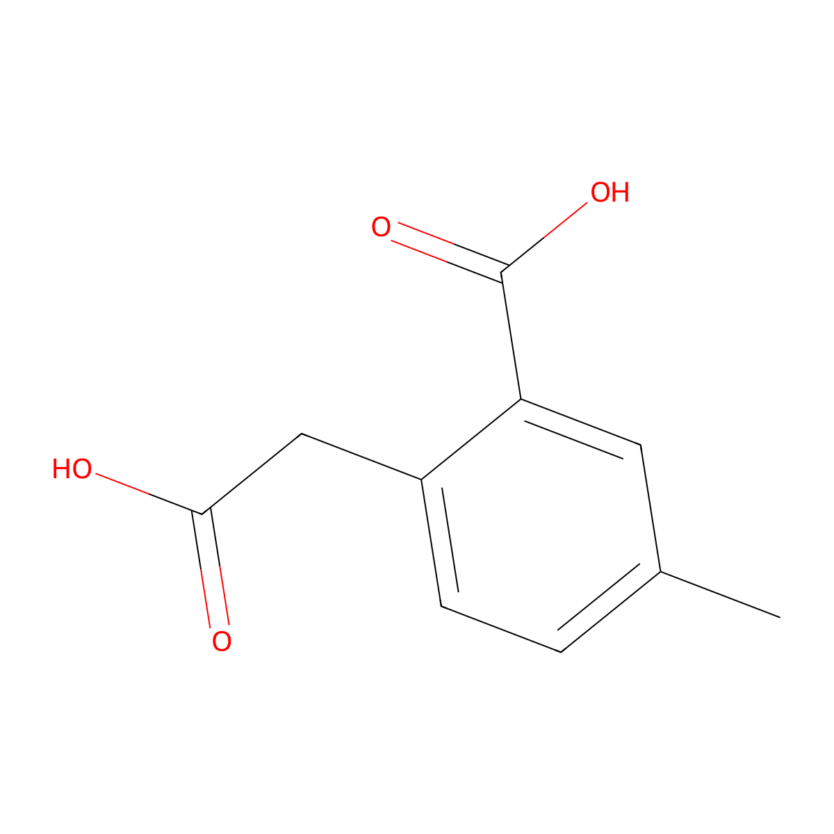 2-(Carboxymethyl)-5-methylbenzoic acid molecular structure, CAS 67755-56-0