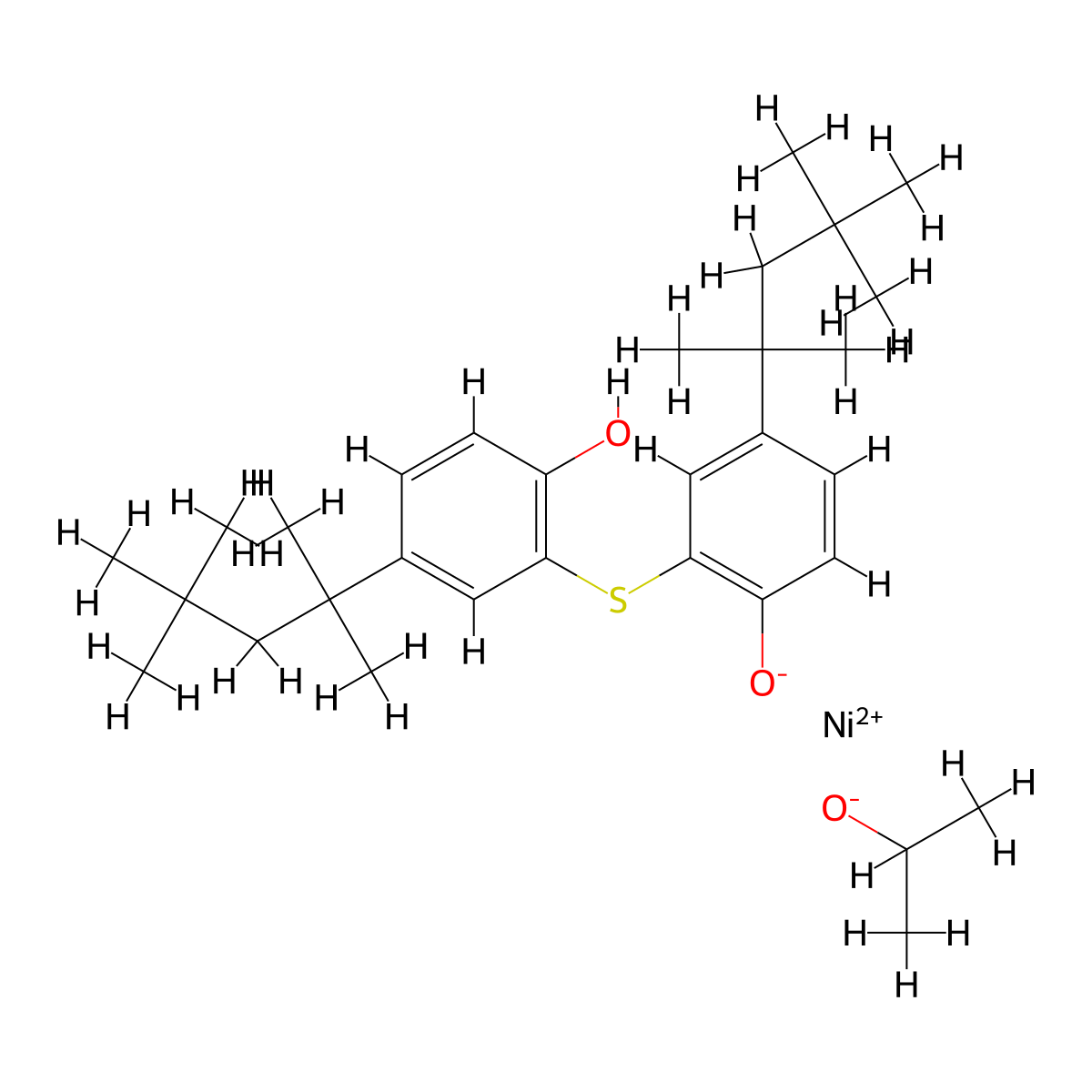 Nickel, (2-propanol)((2,2'-(thio-kappaS)bis(4-(1,1,3,3-tetramethylbutyl)phenolato-kappaO))(2-))- molecular structure, CAS 67763-27-3