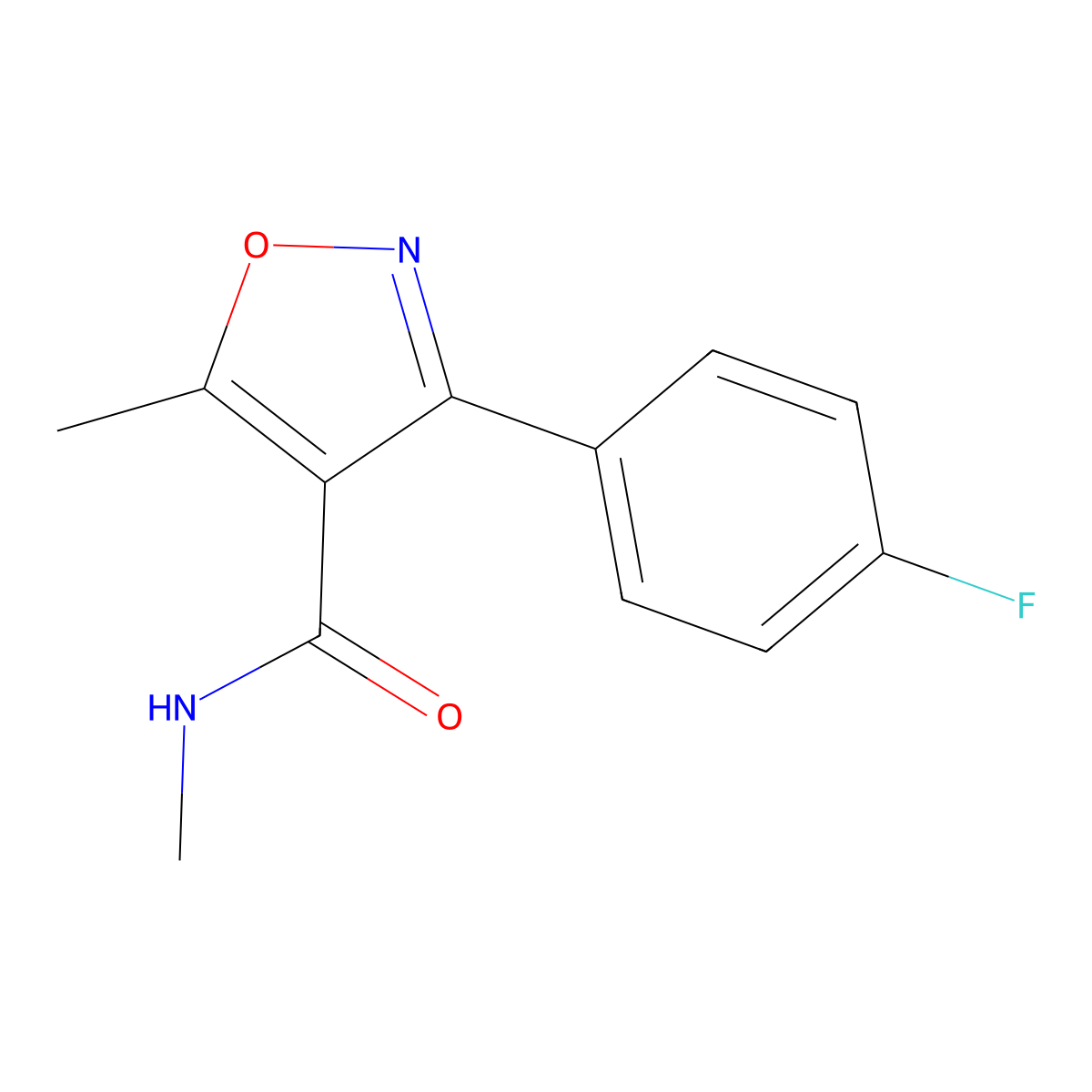 3-(4-Fluorophenyl)-N,5-dimethyl-1,2-oxazole-4-carboxamide molecular structure, CAS 67764-99-2