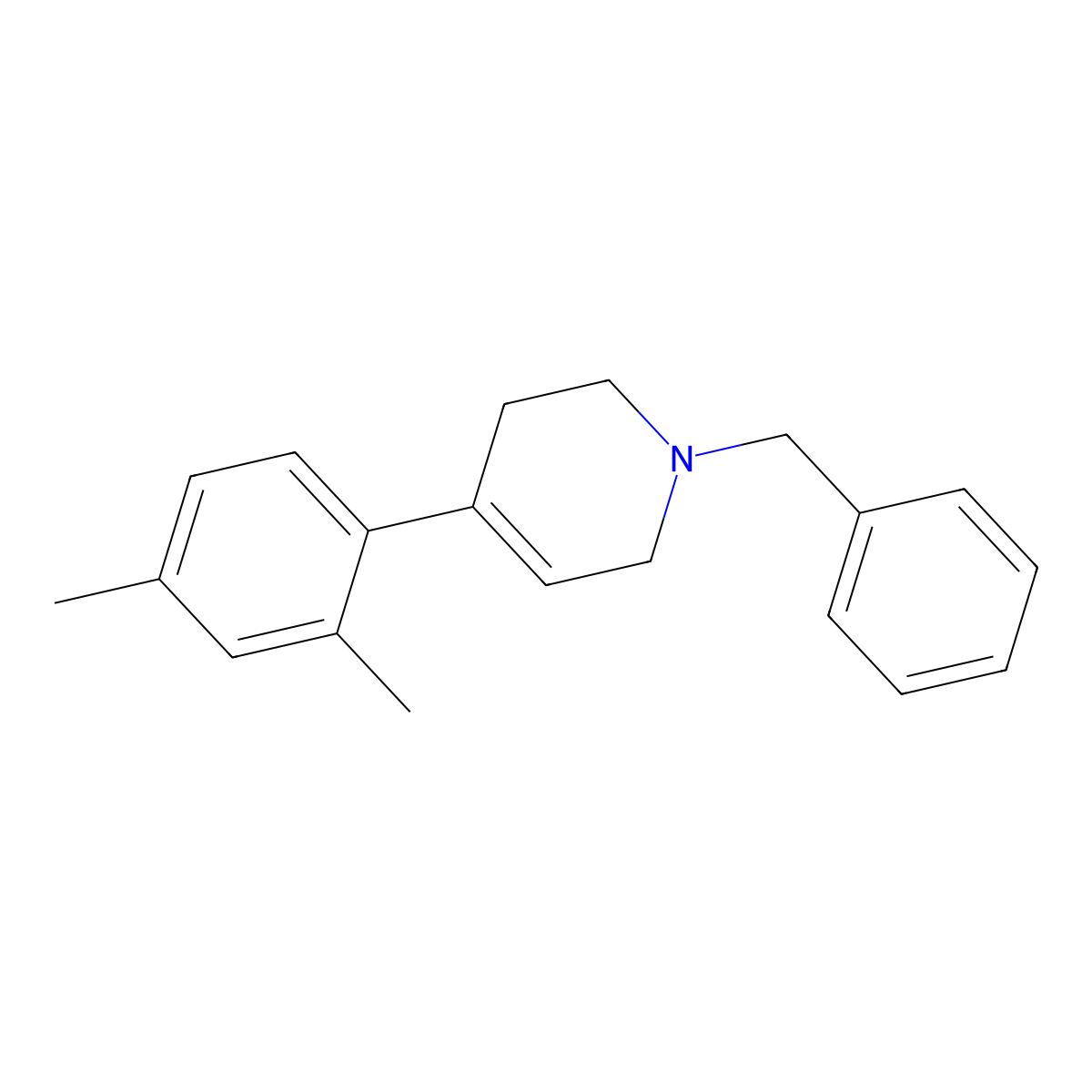 1-Benzyl-4-(2,4-dimethylphenyl)-1,2,3,6-tetrahydropyridine molecular structure, CAS 67765-14-4