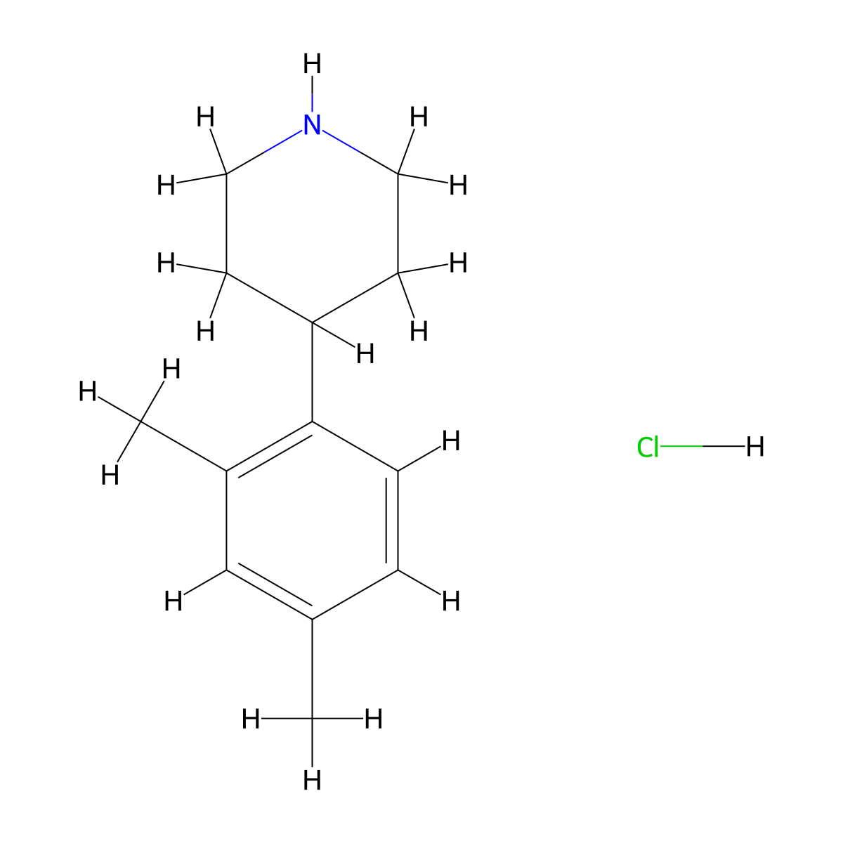 4-(2,4-Dimethylphenyl)piperidine hydrochloride molecular structure, CAS 67765-15-5