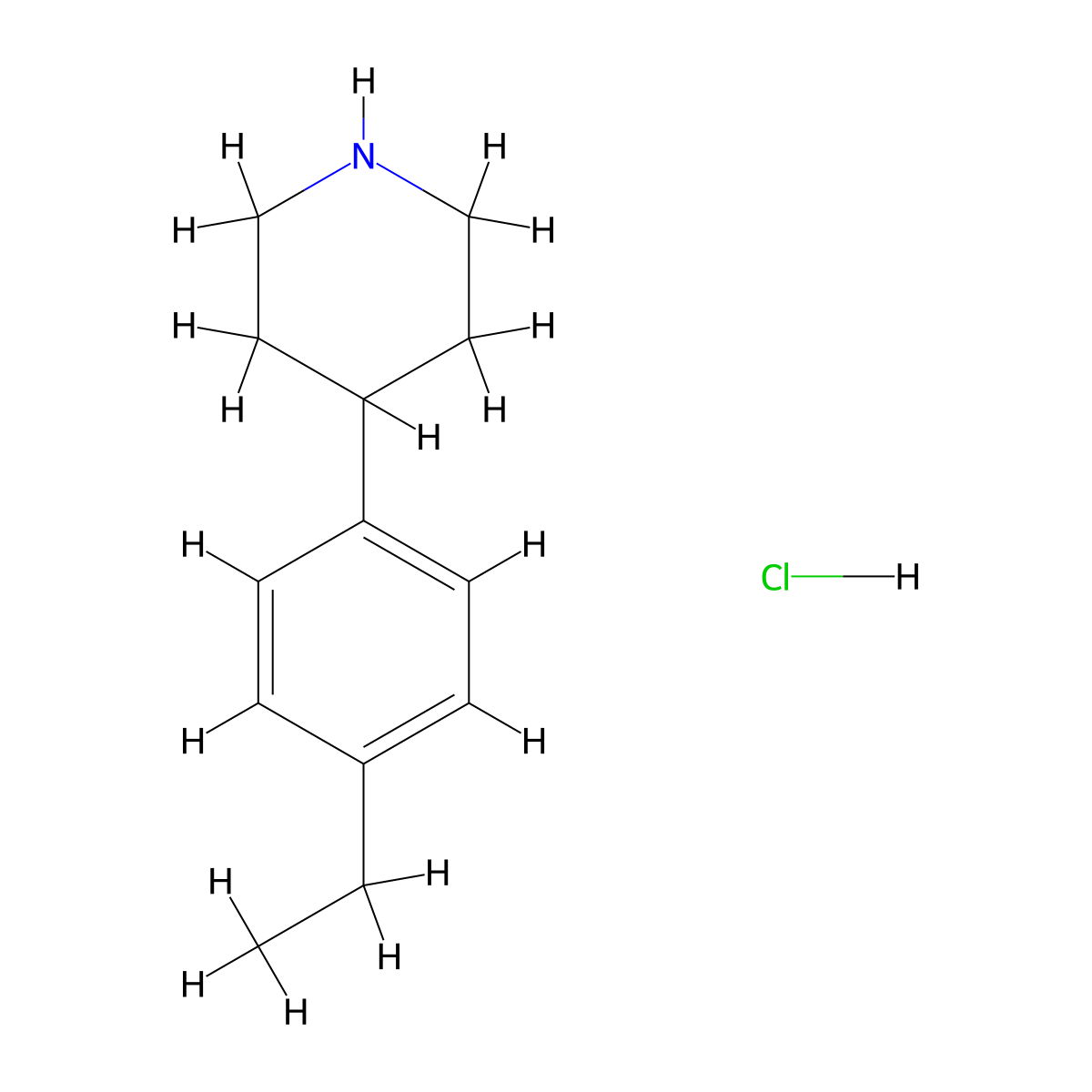 4-(4-Ethylphenyl)piperidine hydrochloride molecular structure, CAS 67765-33-7