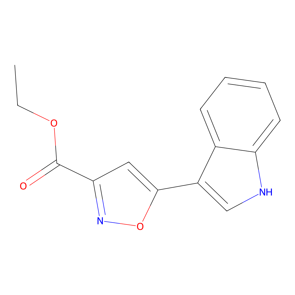 Ethyl 5-(1H-indol-3-yl)isoxazole-3-carboxylate molecular structure, CAS 67766-84-1