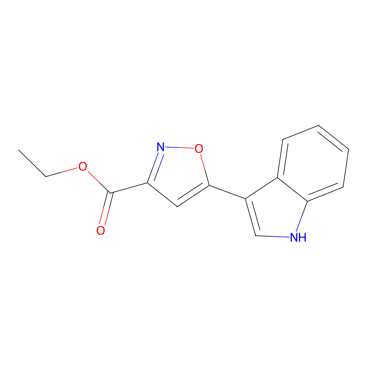Ethyl 5-(1H-indol-3-yl)isoxazole-3-carboxylate molecular structure, CAS 67766-84-1