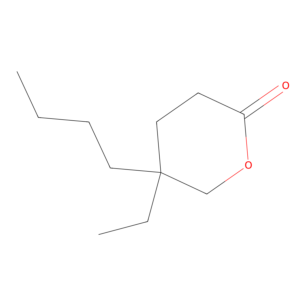 2H-Pyran-2-one, 5-butyl-5-ethyltetrahydro- molecular structure, CAS 67770-79-0