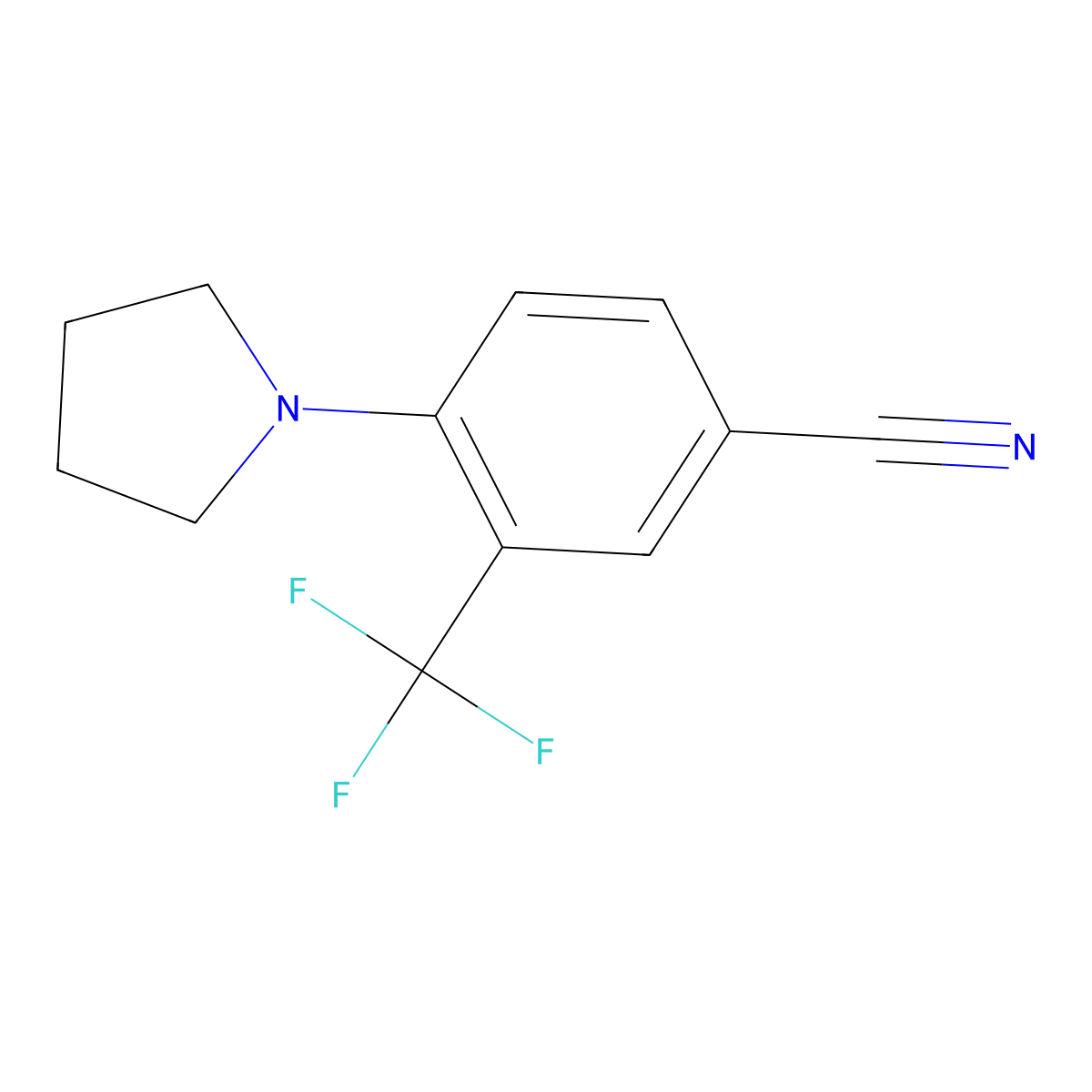 4-(Pyrrolidin-1-yl)-3-(trifluoromethyl)benzonitrile molecular structure, CAS 677704-55-1