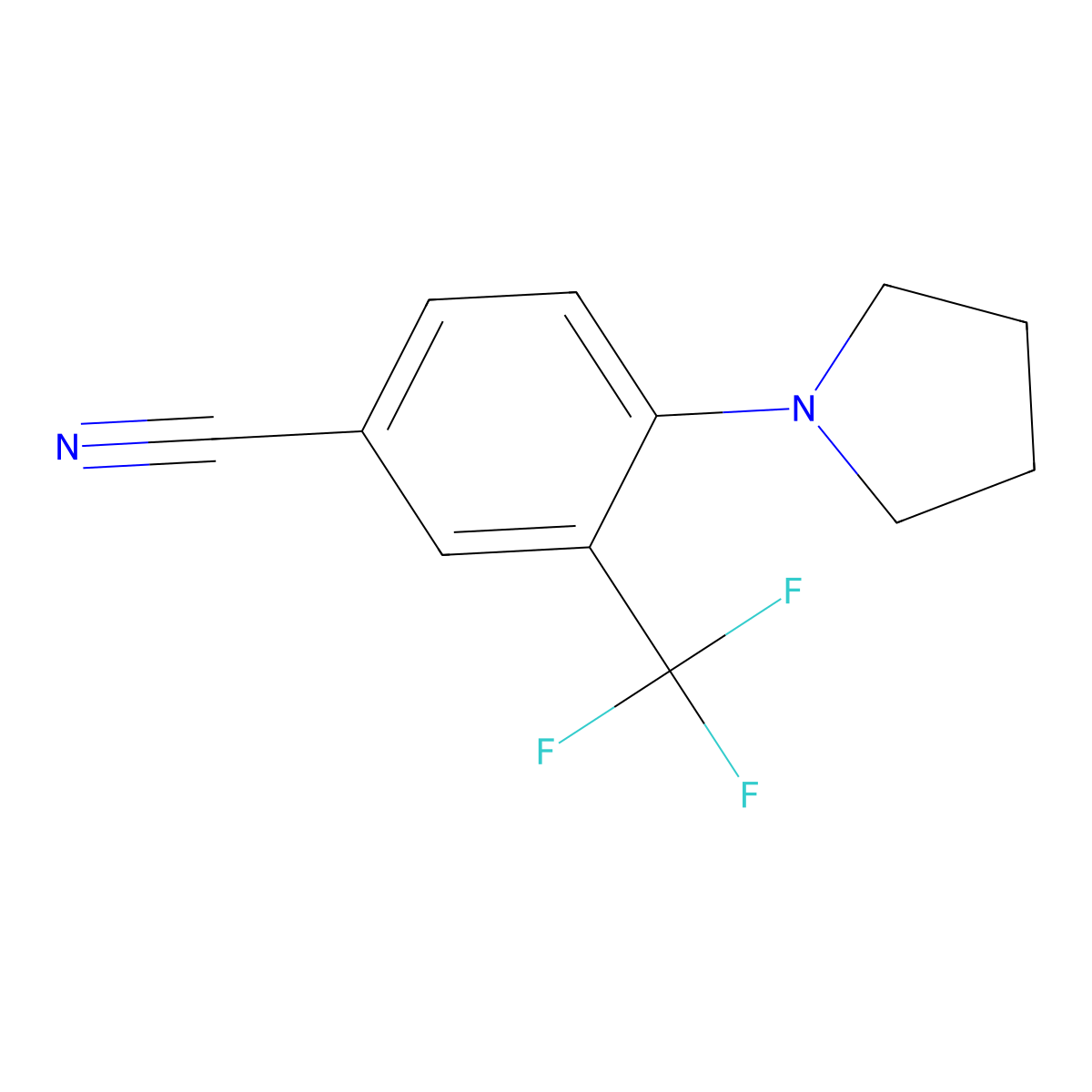 4-(Pyrrolidin-1-yl)-3-(trifluoromethyl)benzonitrile molecular structure, CAS 677704-55-1