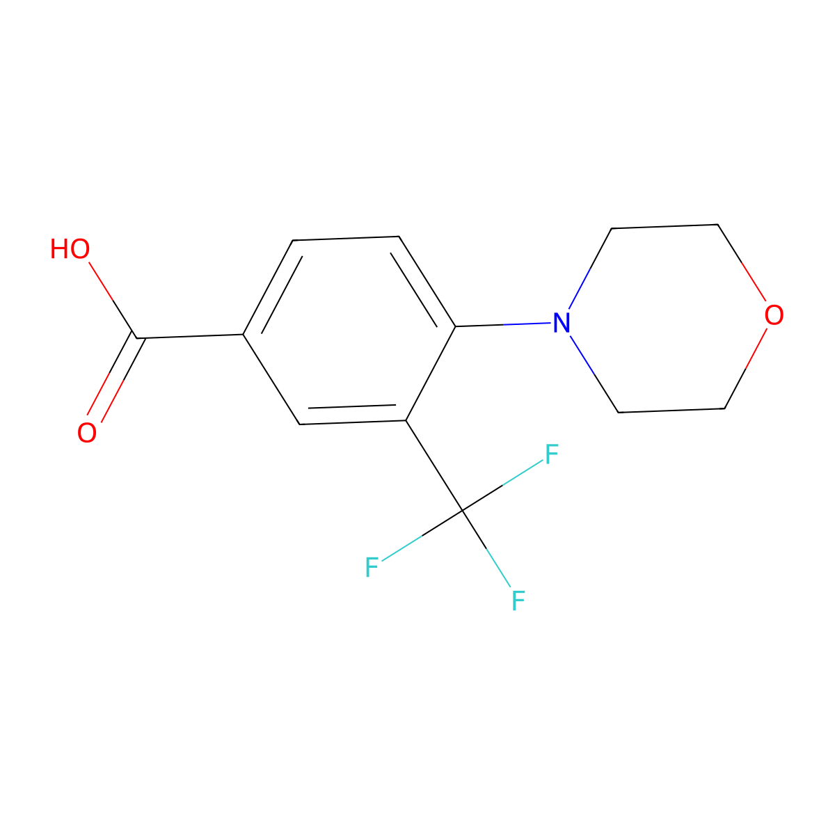 4-Morpholin-4-yl-3-(trifluoromethyl)benzoic acid molecular structure, CAS 677704-58-4