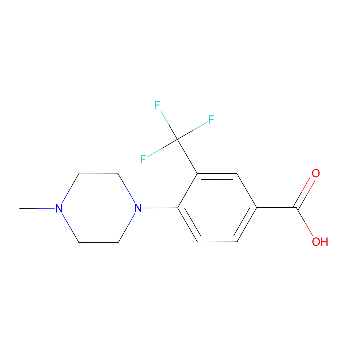 4-(4-Methylpiperazin-1-yl)-3-(trifluoromethyl)benzoic acid molecular structure, CAS 677704-61-9