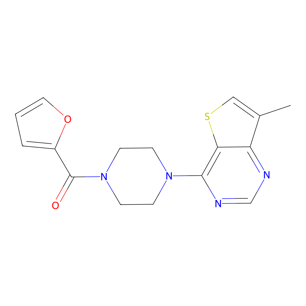 1-(Furan-2-carbonyl)-4-{7-methylthieno[3,2-d]pyrimidin-4-yl}piperazine molecular structure, CAS 677704-98-2