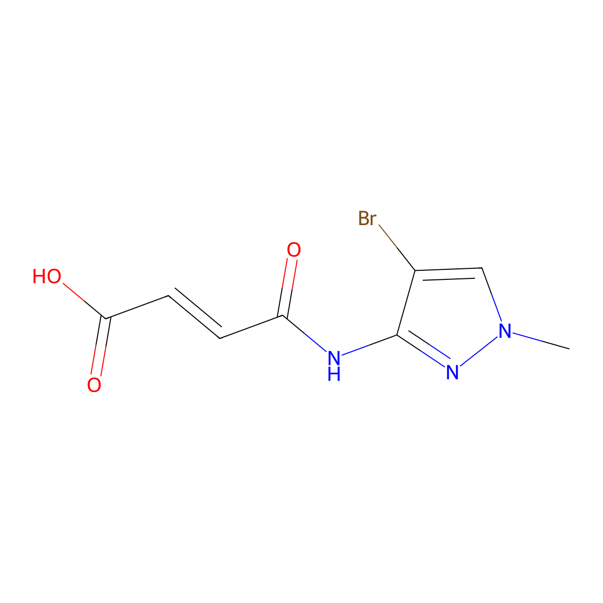 2-Butenoic acid, 4-[(4-bromo-1-methyl-1H-pyrazol-3-YL)amino]-4-oxo- molecular structure, CAS 677706-69-3