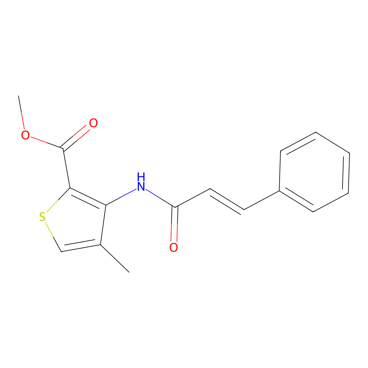 methyl 4-methyl-3-[[(E)-3-phenylprop-2-enoyl]amino]thiophene-2-carboxylate molecular structure, CAS 677706-78-4