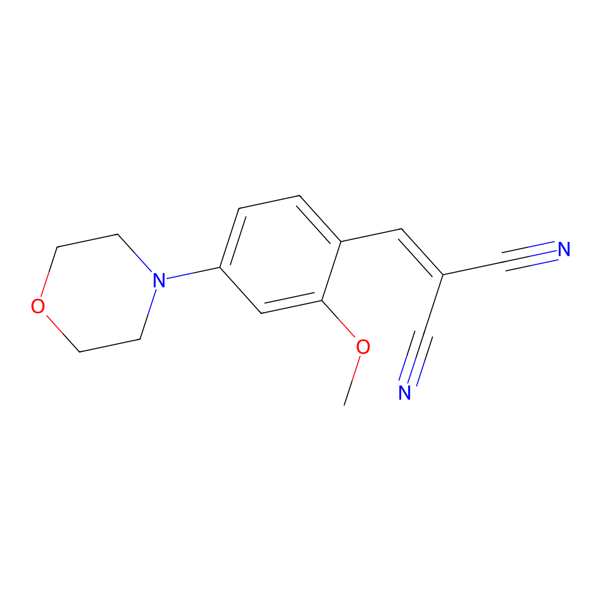 [2-Methoxy-4-(morpholin-4-yl)benzylidene]propanedinitrile molecular structure, CAS 677719-20-9
