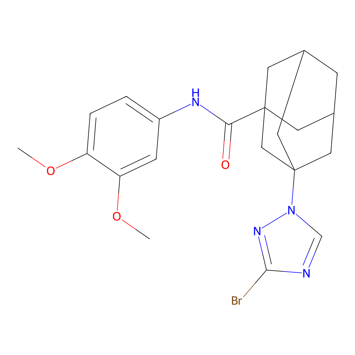 3-(3-bromo-1H-1,2,4-triazol-1-yl)-N-(3,4-dimethoxyphenyl)-1-adamantanecarboxamide molecular structure, CAS 677719-81-2