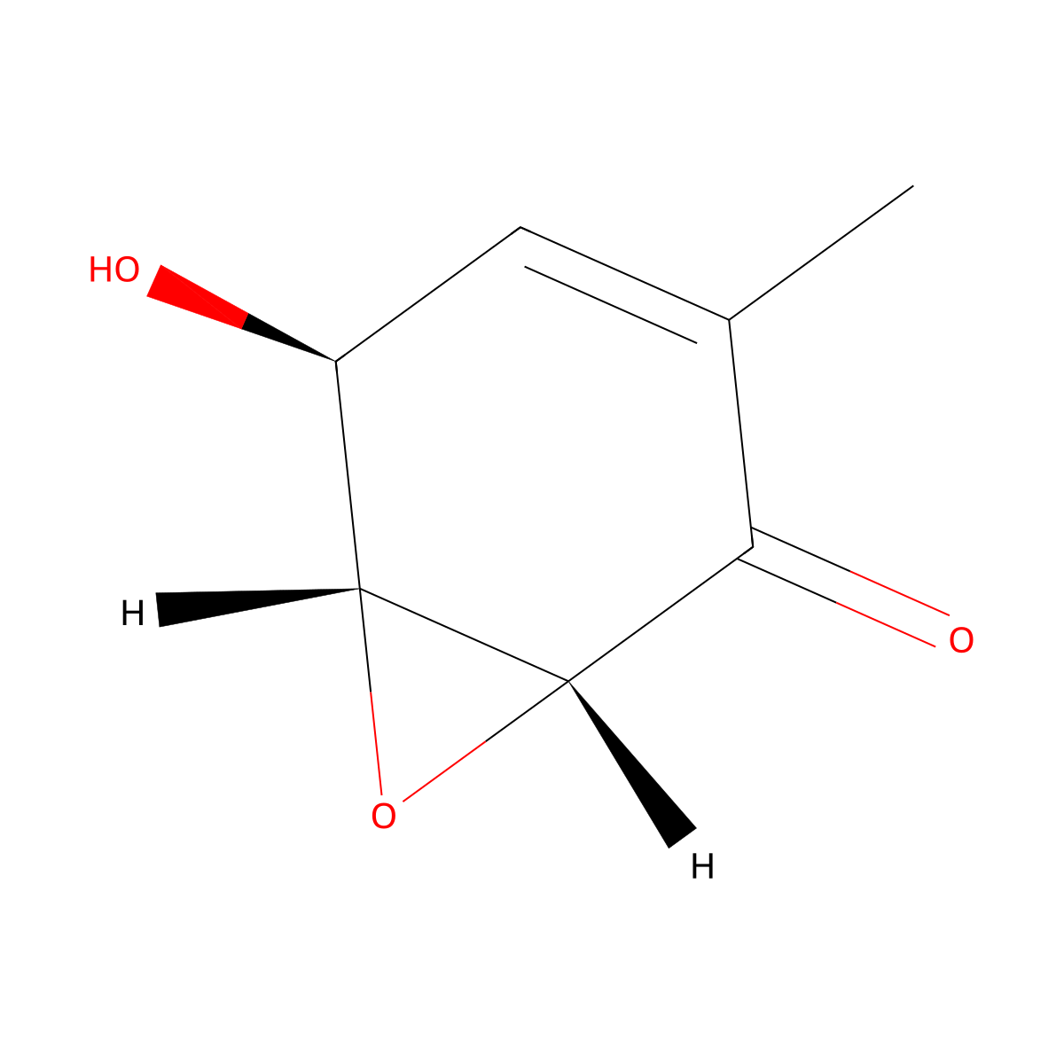 7-Oxabicyclo(4.1.0)hept-3-en-2-one, 5-hydroxy-3-methyl-, (1R,5S,6R)- molecular structure, CAS 67772-77-4