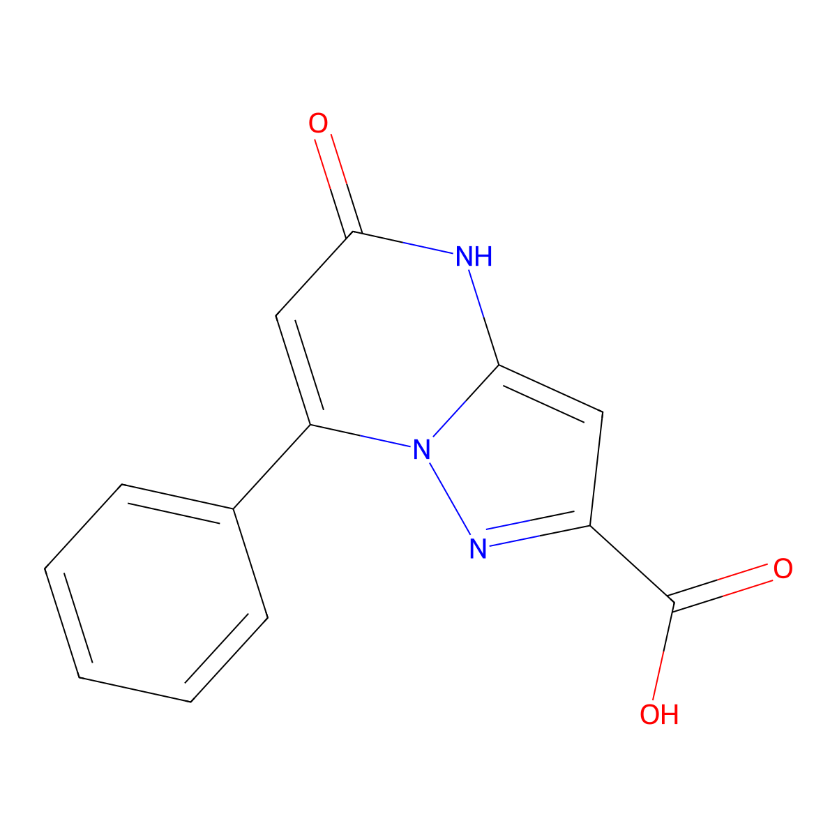 5-oxo-7-phenyl-4H,5H-pyrazolo[1,5-a]pyrimidine-2-carboxylic acid molecular structure, CAS 677720-18-2