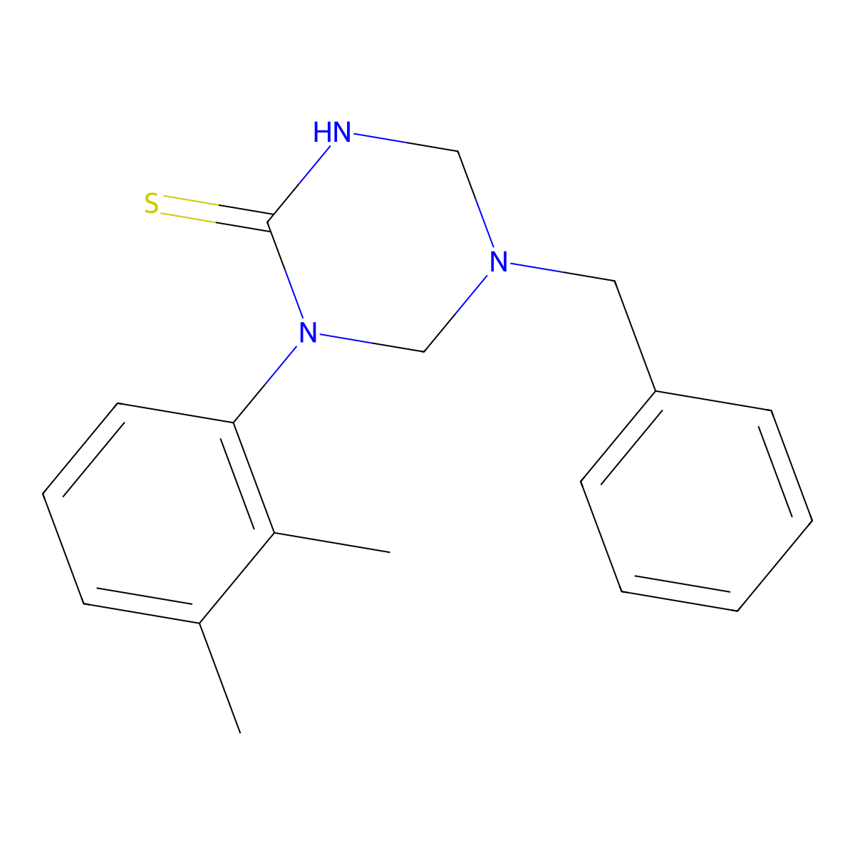 5-Benzyl-1-(2,3-dimethylphenyl)-1,3,5-triazinane-2-thione molecular structure, CAS 677730-35-7