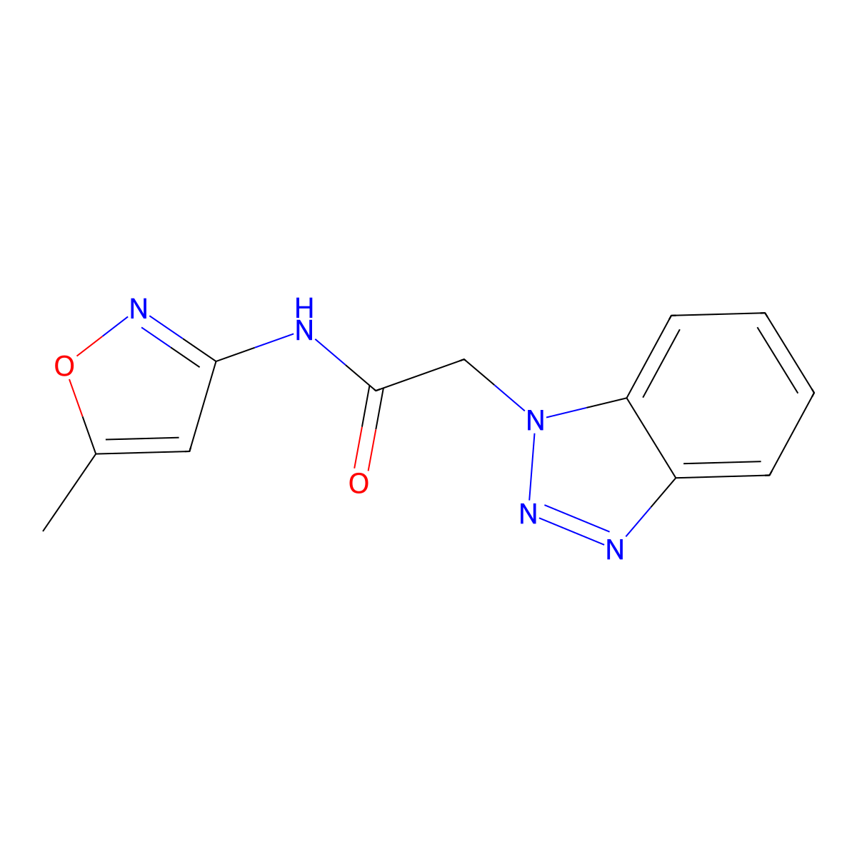 2-benzotriazolyl-N-(5-methylisoxazol-3-yl)acetamide molecular structure, CAS 677730-58-4