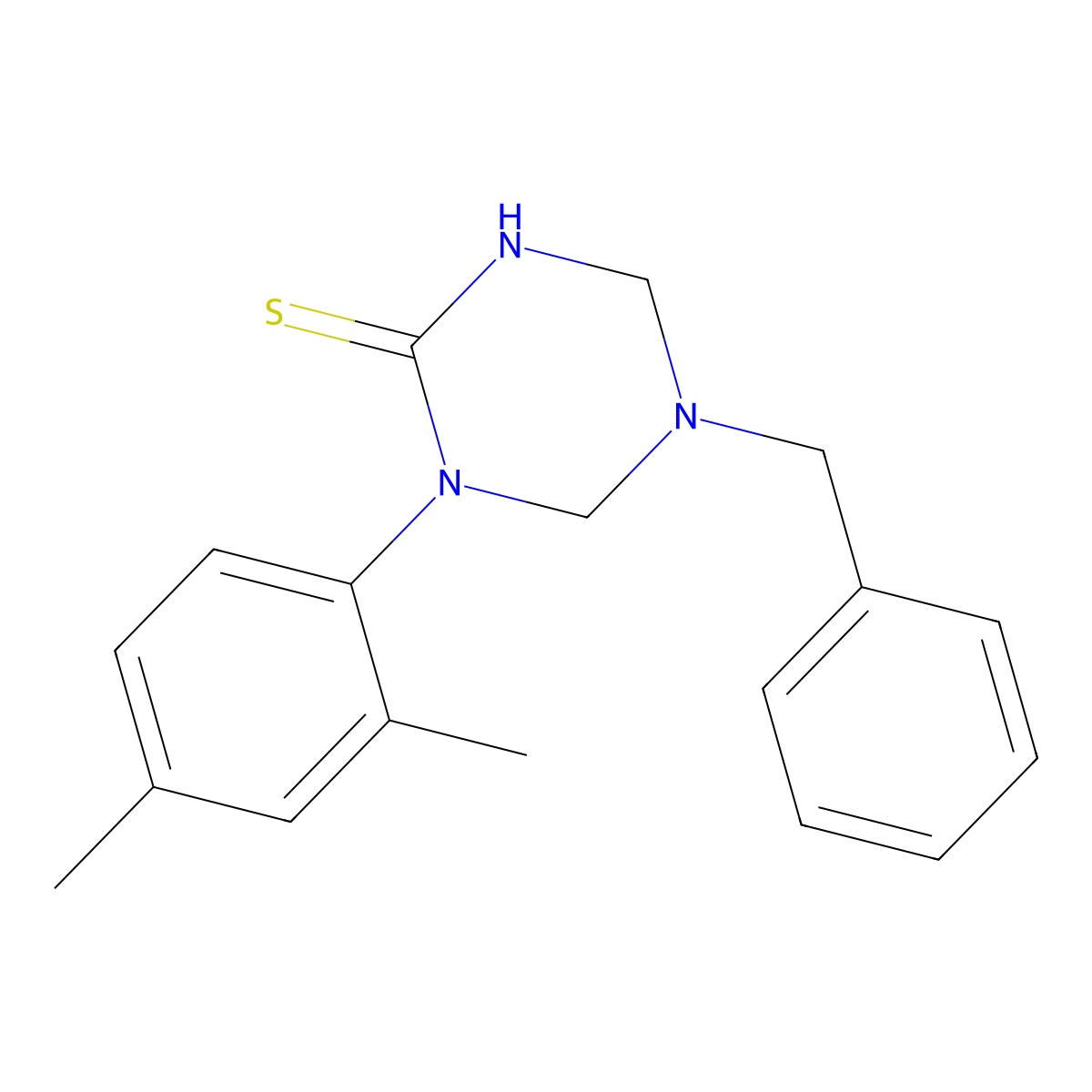 5-Benzyl-1-(2,4-dimethylphenyl)-1,3,5-triazinane-2-thione molecular structure, CAS 677731-46-3