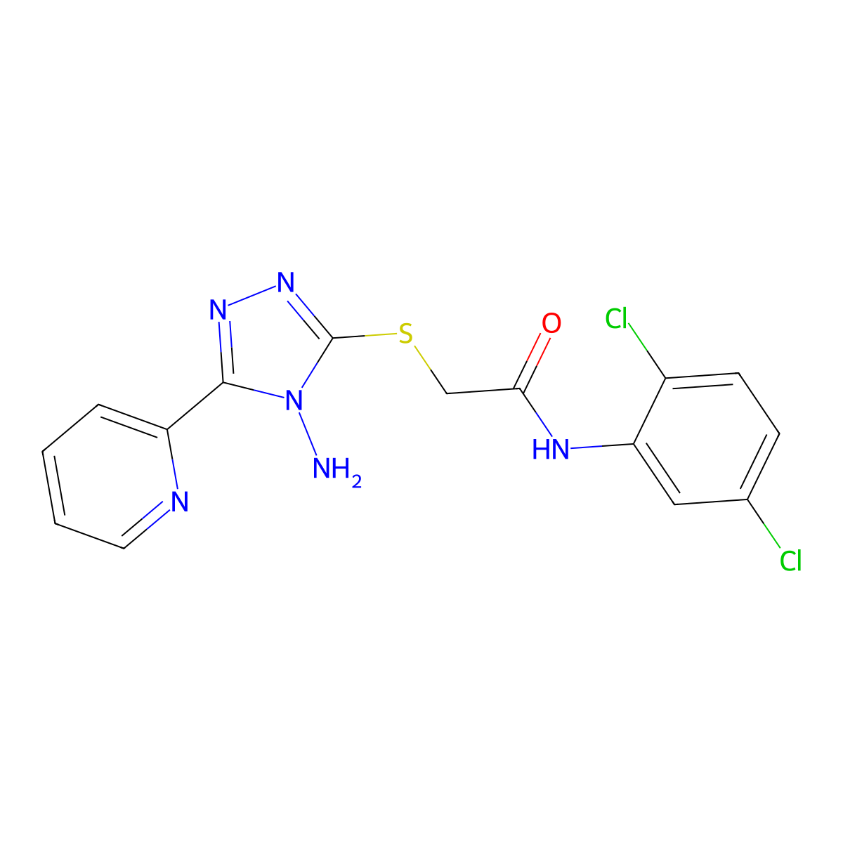 2-(4-amino-5-(2-pyridyl)(1,2,4-triazol-3-ylthio))-N-(2,5-dichlorophenyl)acetam ide molecular structure, CAS 677731-69-0