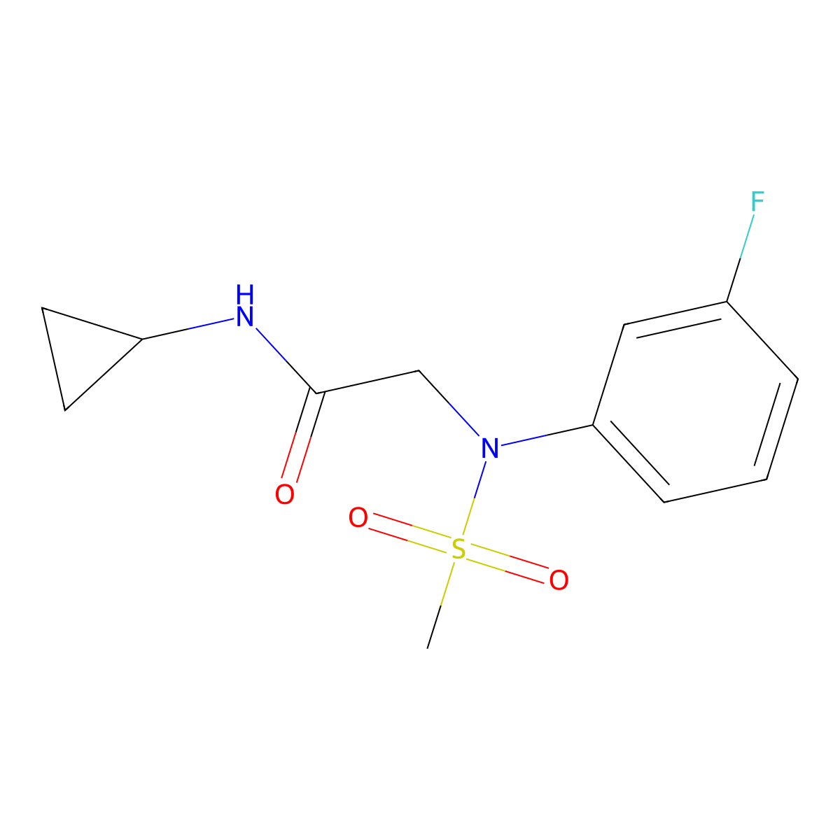 N-cyclopropyl-2-[3-fluoro(methylsulfonyl)anilino]acetamide molecular structure, CAS 677732-49-9