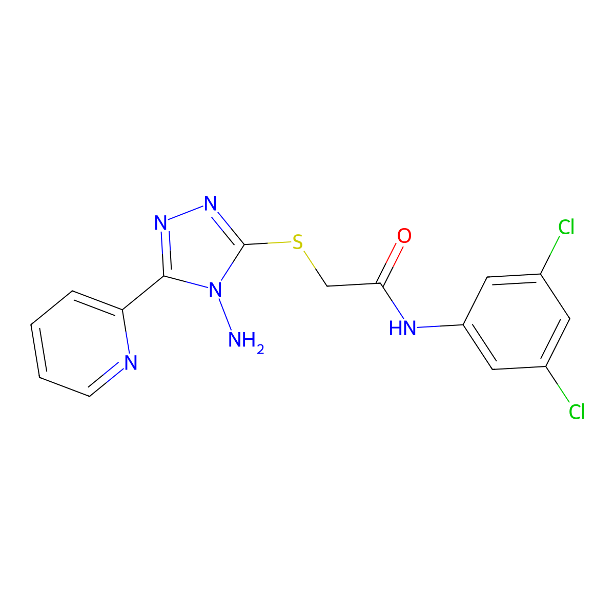 2-((4-amino-5-(pyridin-2-yl)-4H-1,2,4-triazol-3-yl)thio)-N-(3,5-dichlorophenyl)acetamide molecular structure, CAS 677732-66-0