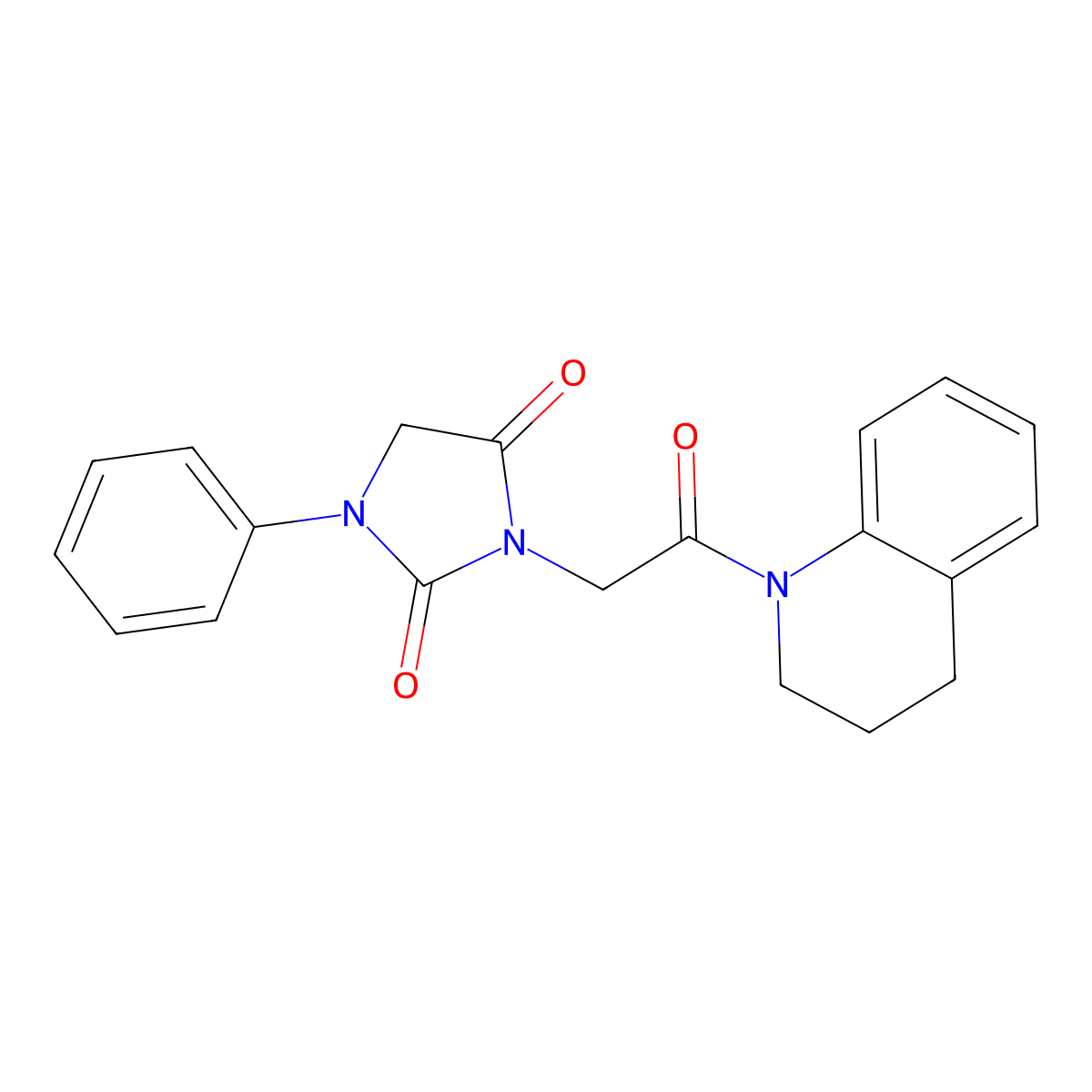 3-[2-(3,4-dihydro-2H-quinolin-1-yl)-2-oxoethyl]-1-phenylimidazolidine-2,4-dione molecular structure, CAS 677733-09-4