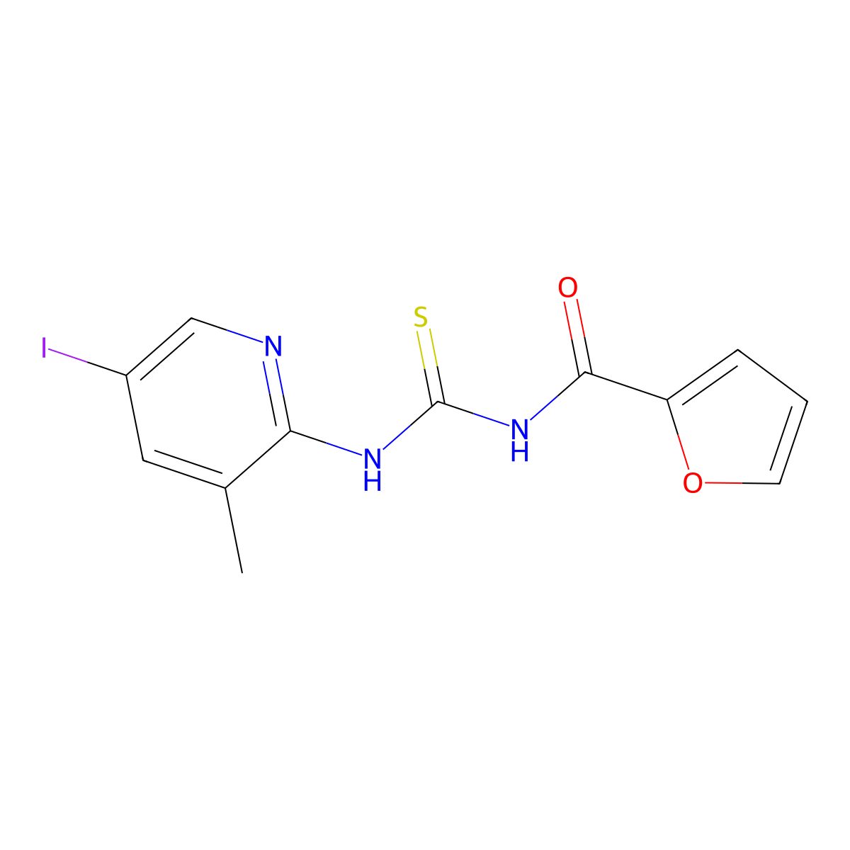 N-[(5-iodo-3-methylpyridin-2-yl)carbamothioyl]furan-2-carboxamide molecular structure, CAS 677734-43-9