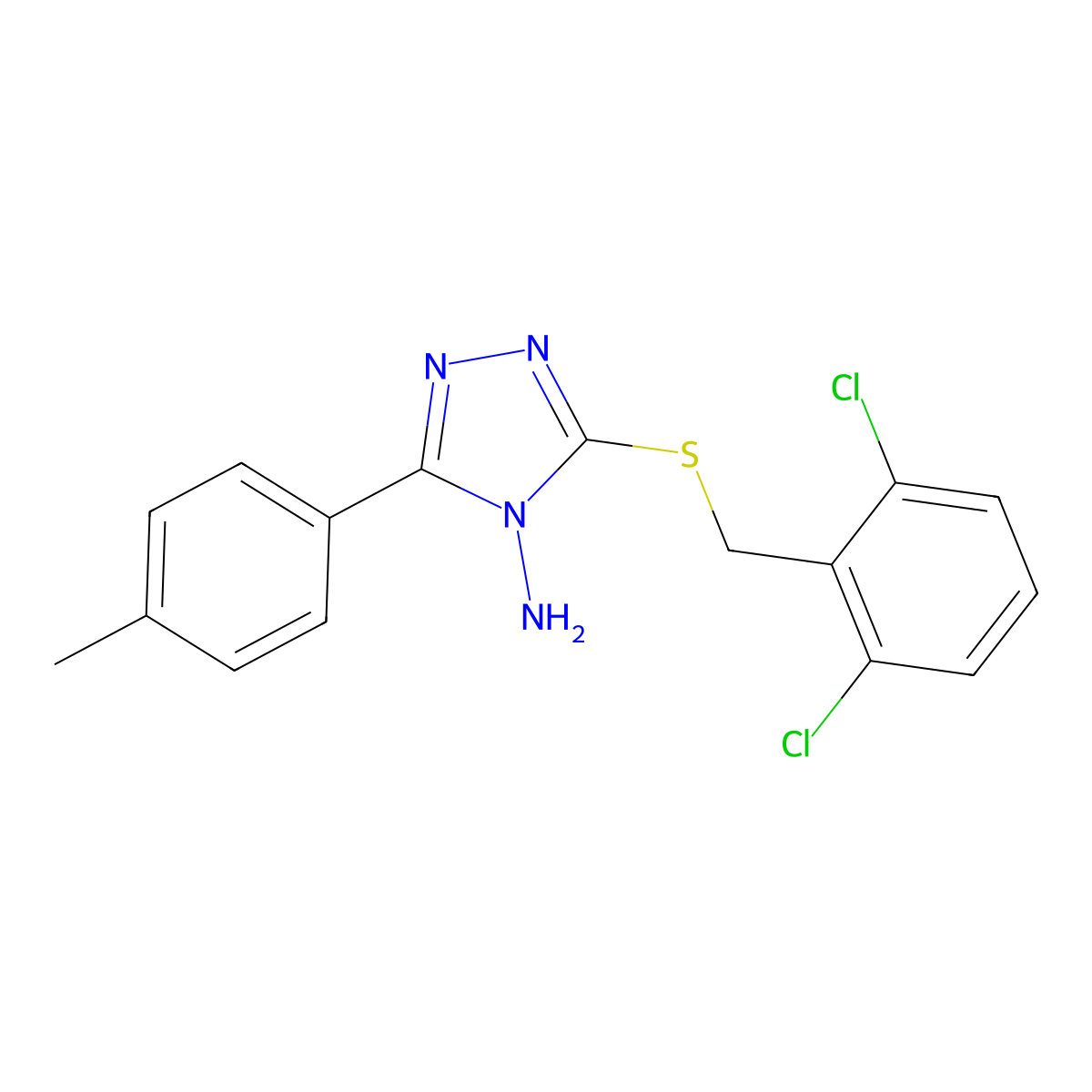 3-[(2,6-Dichlorophenyl)methylthio]-5-(4-methylphenyl)-1,2,4-triazole-4-ylamine molecular structure, CAS 677734-64-4