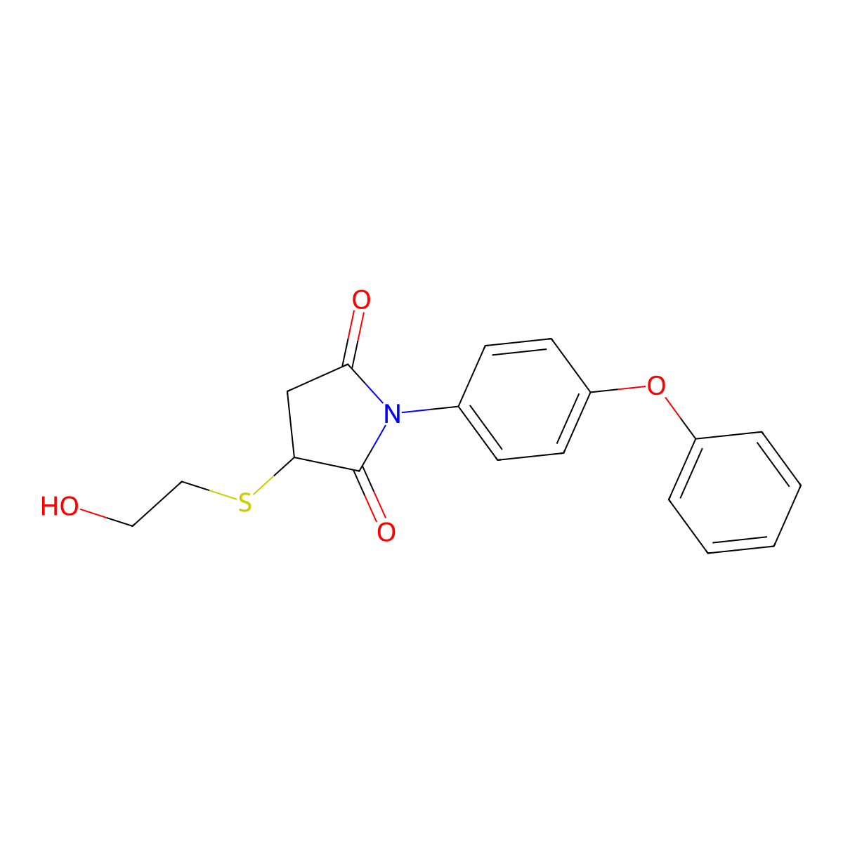 3-(2-Hydroxyethylsulfanyl)-1-(4-phenoxyphenyl)pyrrolidine-2,5-dione molecular structure, CAS 677734-73-5