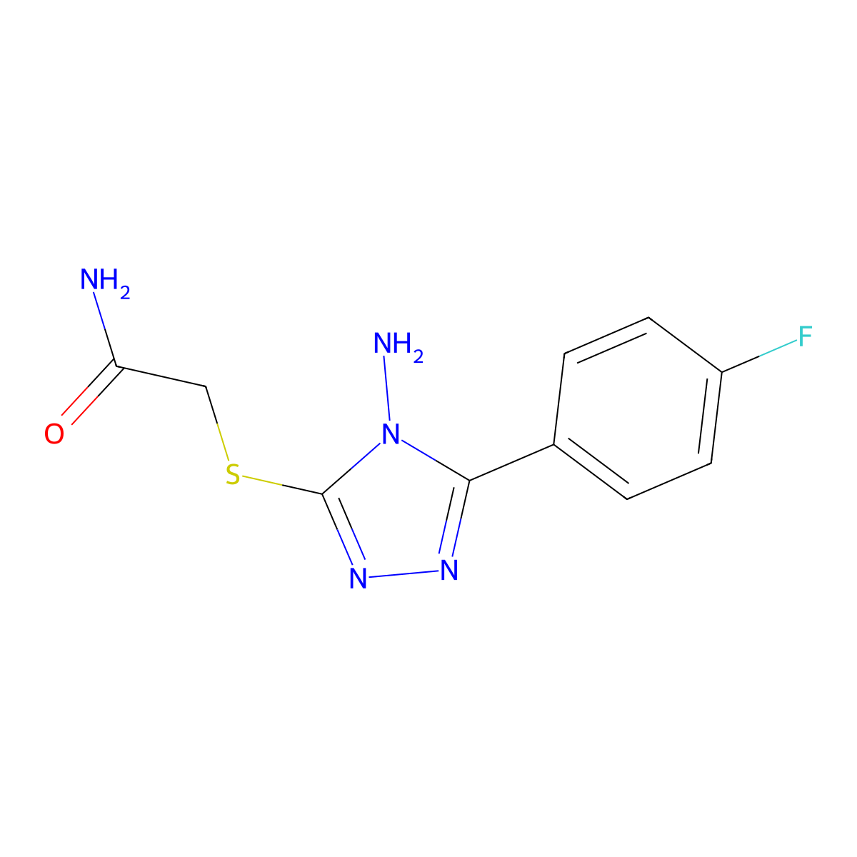 2-{[4-amino-5-(4-fluorophenyl)-4H-1,2,4-triazol-3-yl]sulfanyl}acetamide molecular structure, CAS 677734-87-1