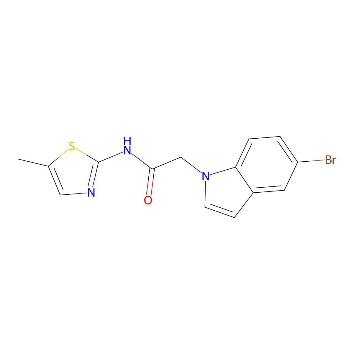 2-(5-bromo-1H-indol-1-yl)-N-(5-methyl-1,3-thiazol-2-yl)acetamide molecular structure, CAS 677738-08-8