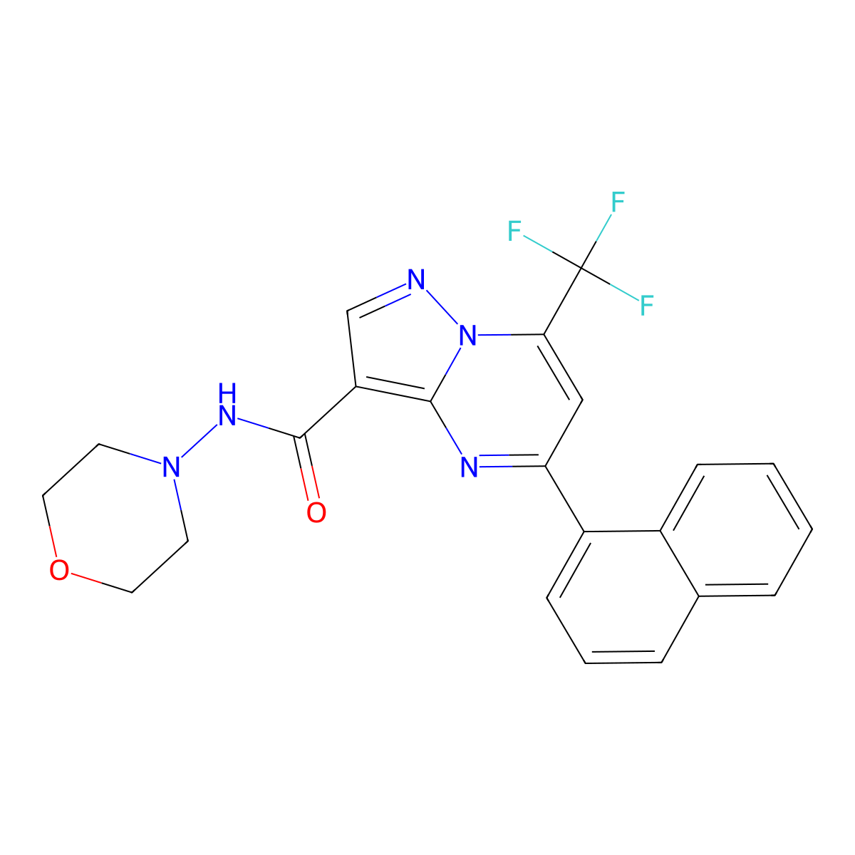 N-morpholin-4-yl-5-naphthalen-1-yl-7-(trifluoromethyl)pyrazolo[1,5-a]pyrimidine-3-carboxamide molecular structure, CAS 677738-39-5