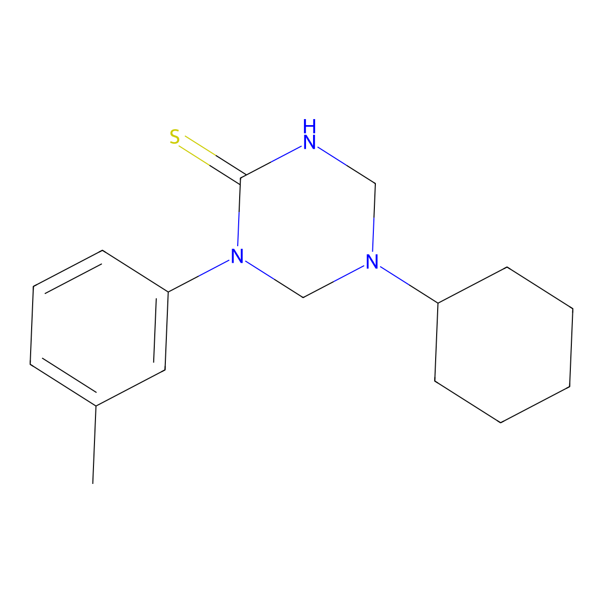 5-Cyclohexyl-1-(3-methylphenyl)-1,3,5-triazinane-2-thione molecular structure, CAS 677738-64-6