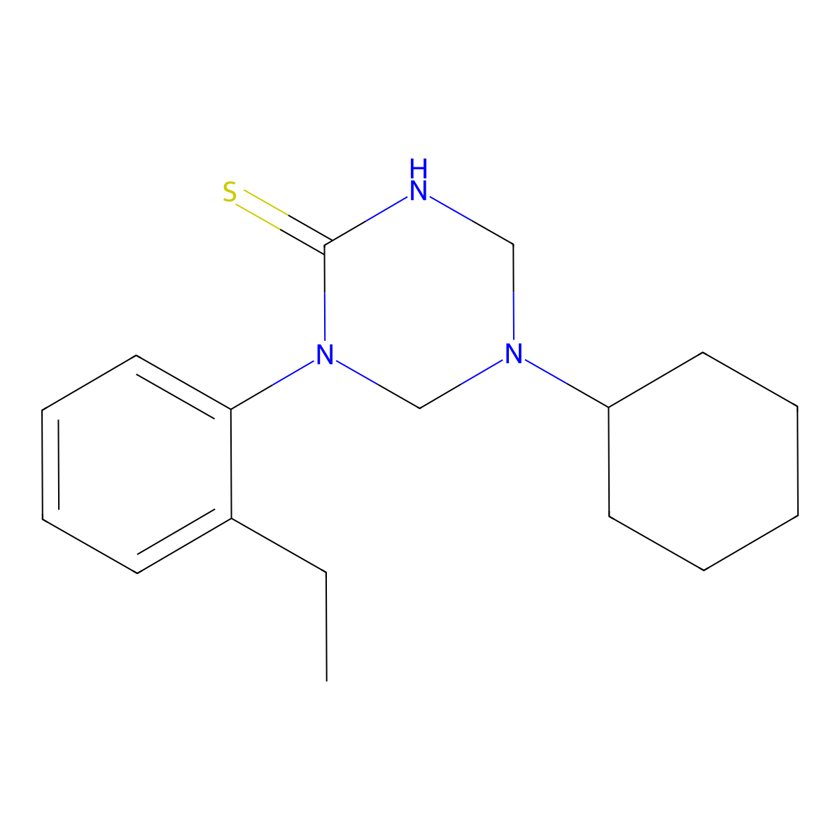 5-Cyclohexyl-1-(2-ethylphenyl)-1,3,5-triazinane-2-thione molecular structure, CAS 677739-02-5