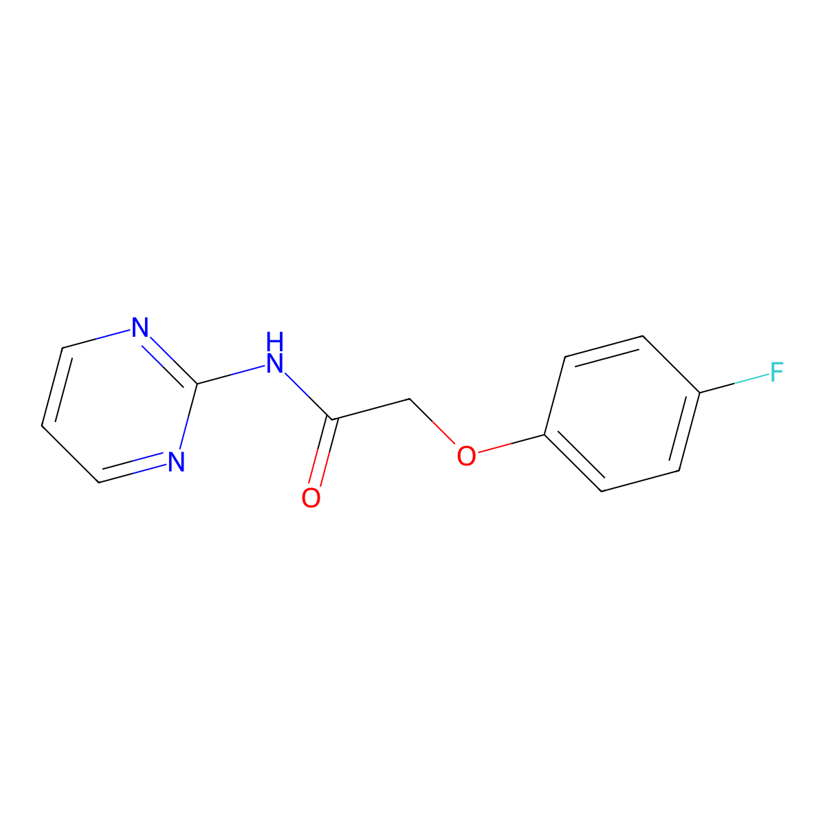 2-(4-fluorophenoxy)-N-pyrimidin-2-ylacetamide molecular structure, CAS 677741-61-6