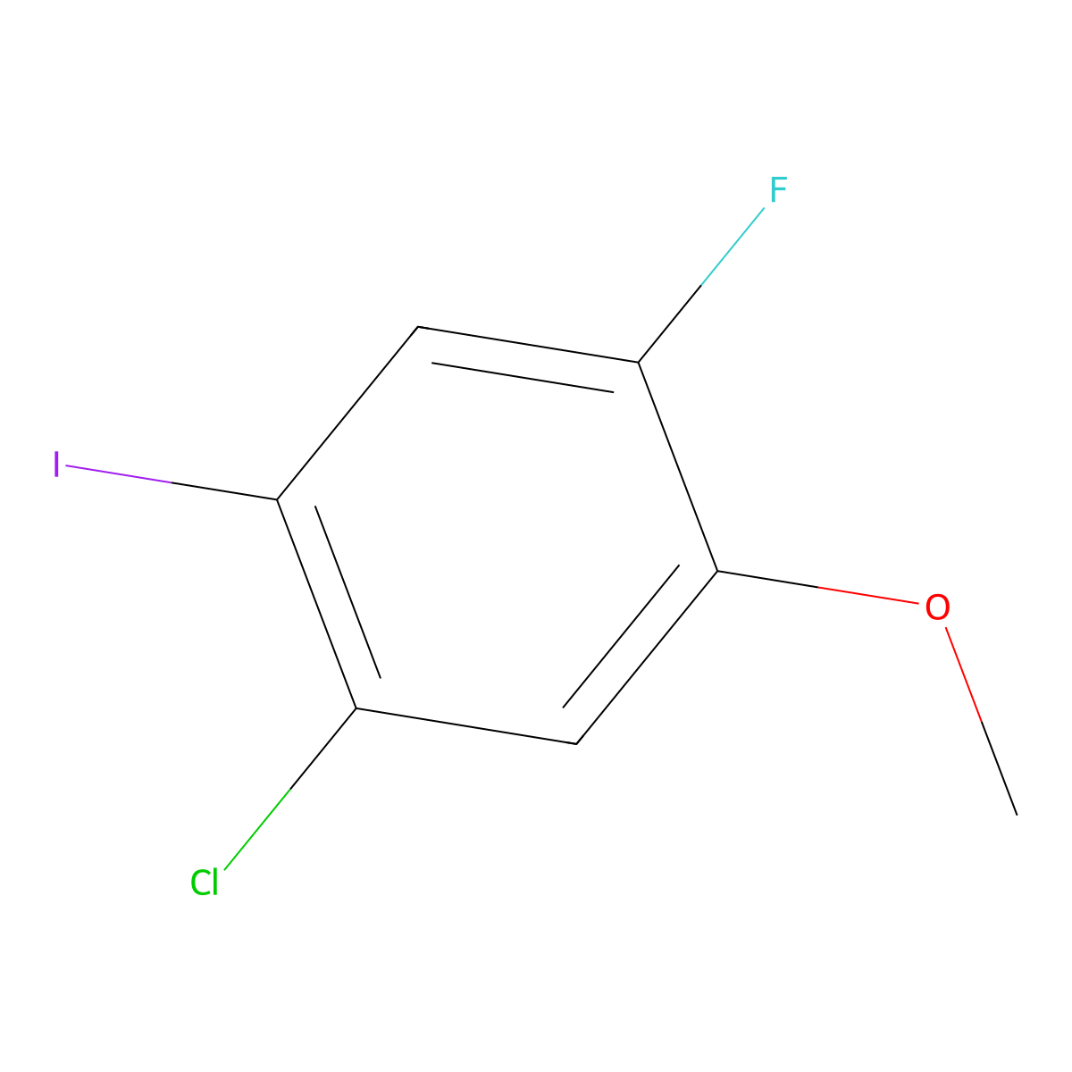 1-Chloro-4-fluoro-2-iodo-5-methoxybenzene molecular structure, CAS 677741-99-0