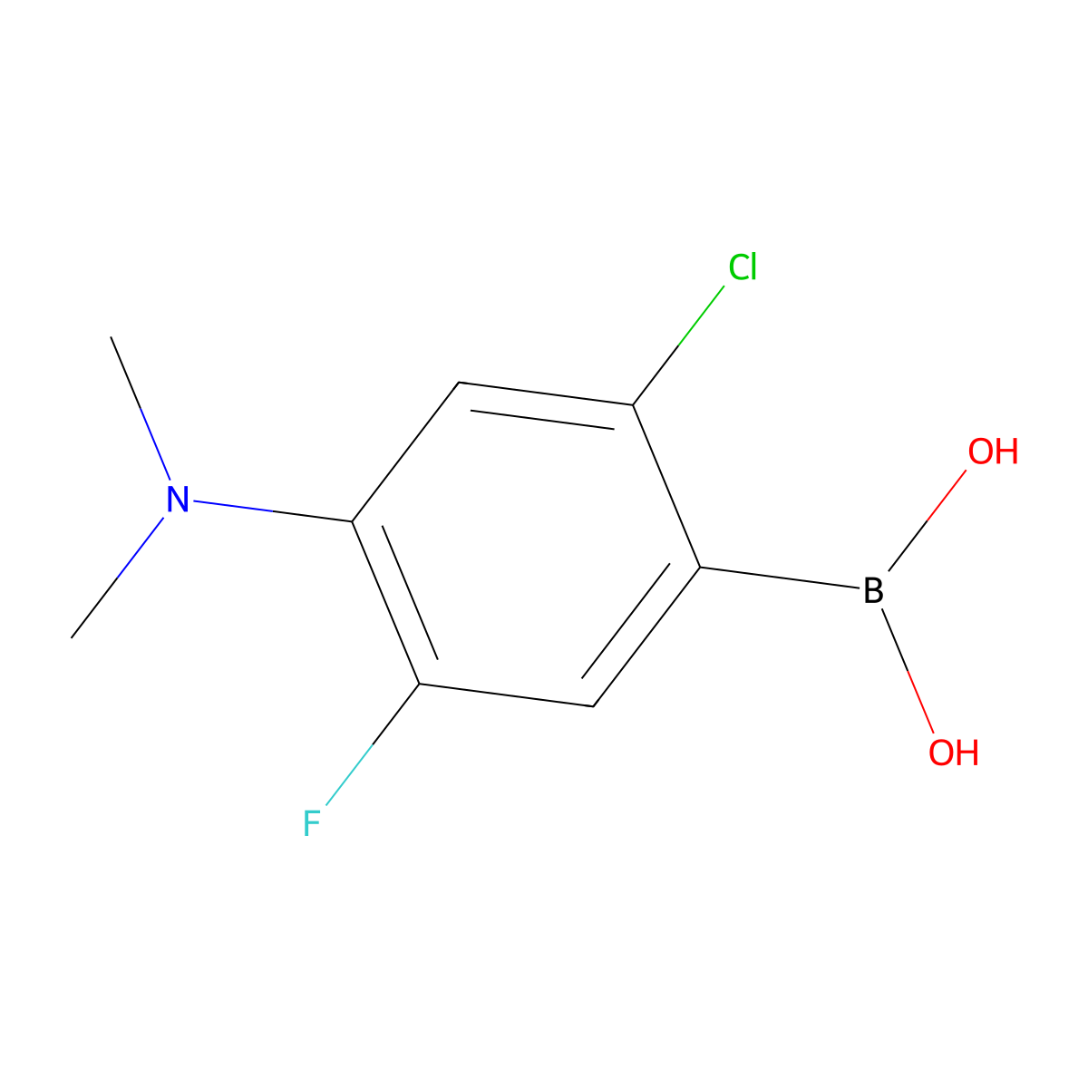 2-Chloro-4-dimethylamino-5-fluorophenylboronic acid molecular structure, CAS 677742-00-6