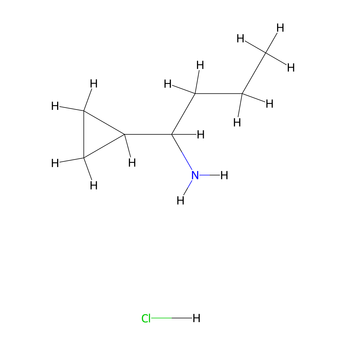 1-Cyclopropylbutan-1-amine hydrochloride molecular structure, CAS 677742-16-4