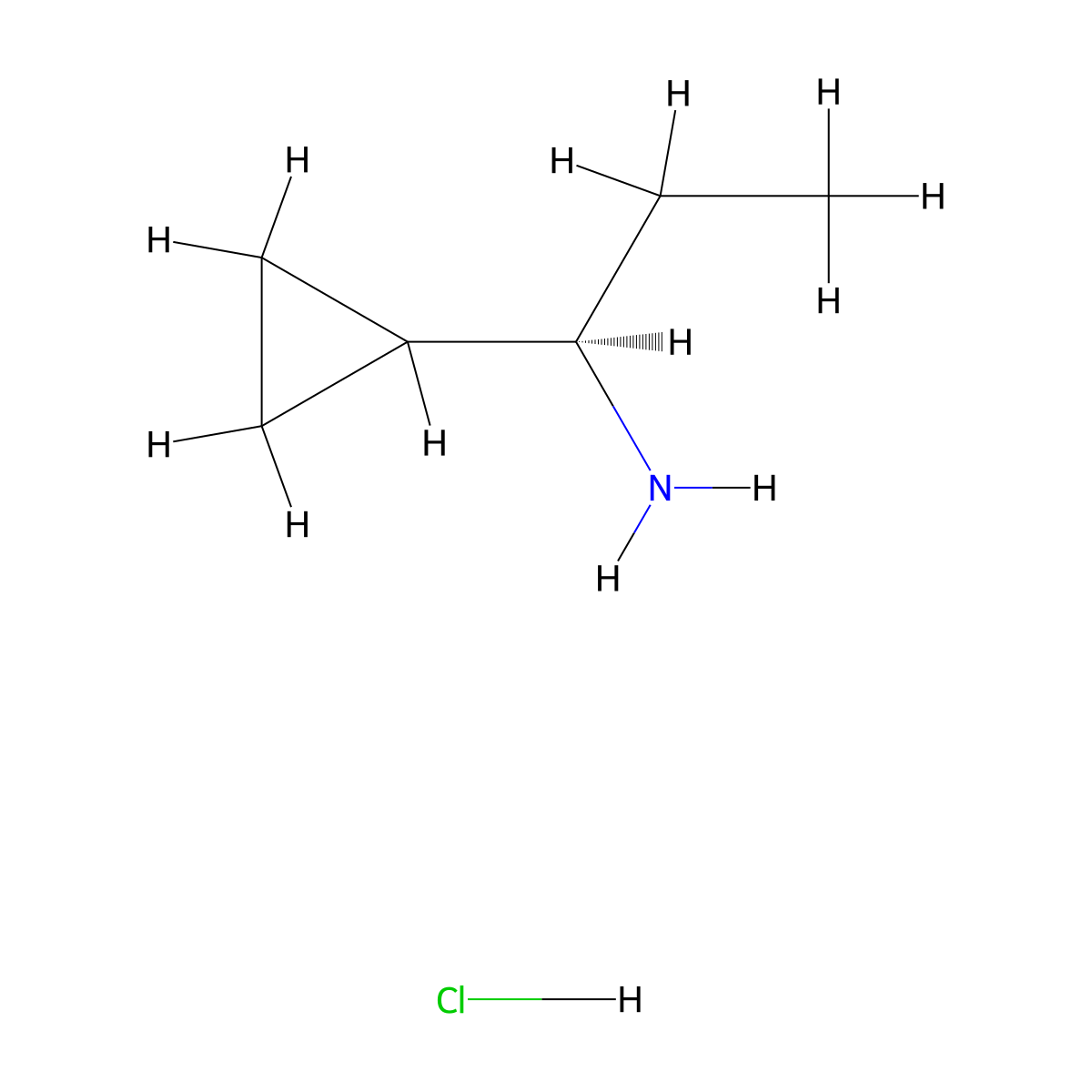 (R)-1-Cyclopropylpropan-1-amine hydrochloride molecular structure, CAS 677742-41-5