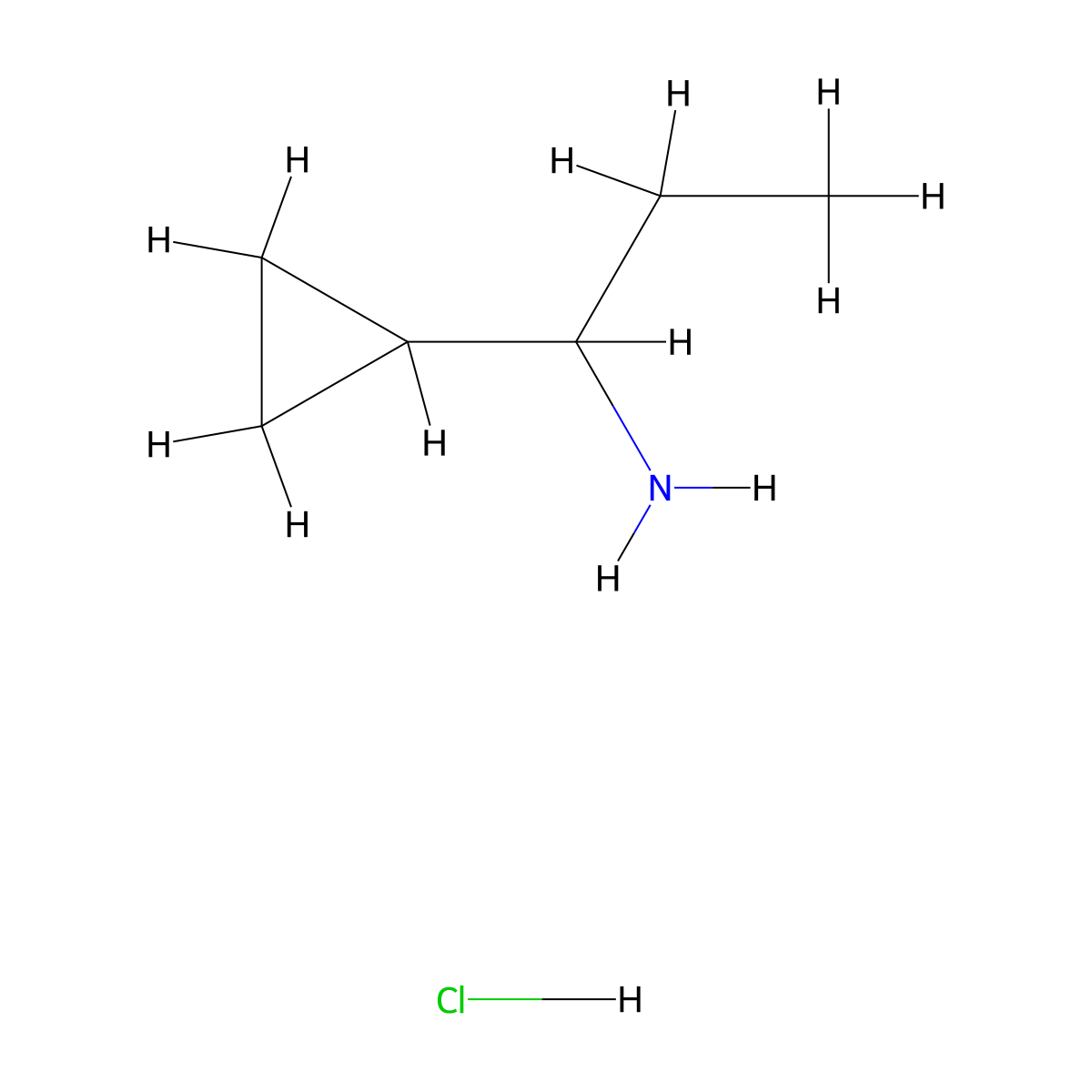1-Cyclopropylpropan-1-amine hydrochloride molecular structure, CAS 677743-70-3