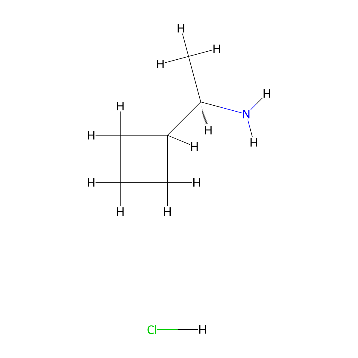 (1R)-1-cyclobutylethan-1-amine hydrochloride molecular structure, CAS 677743-79-2