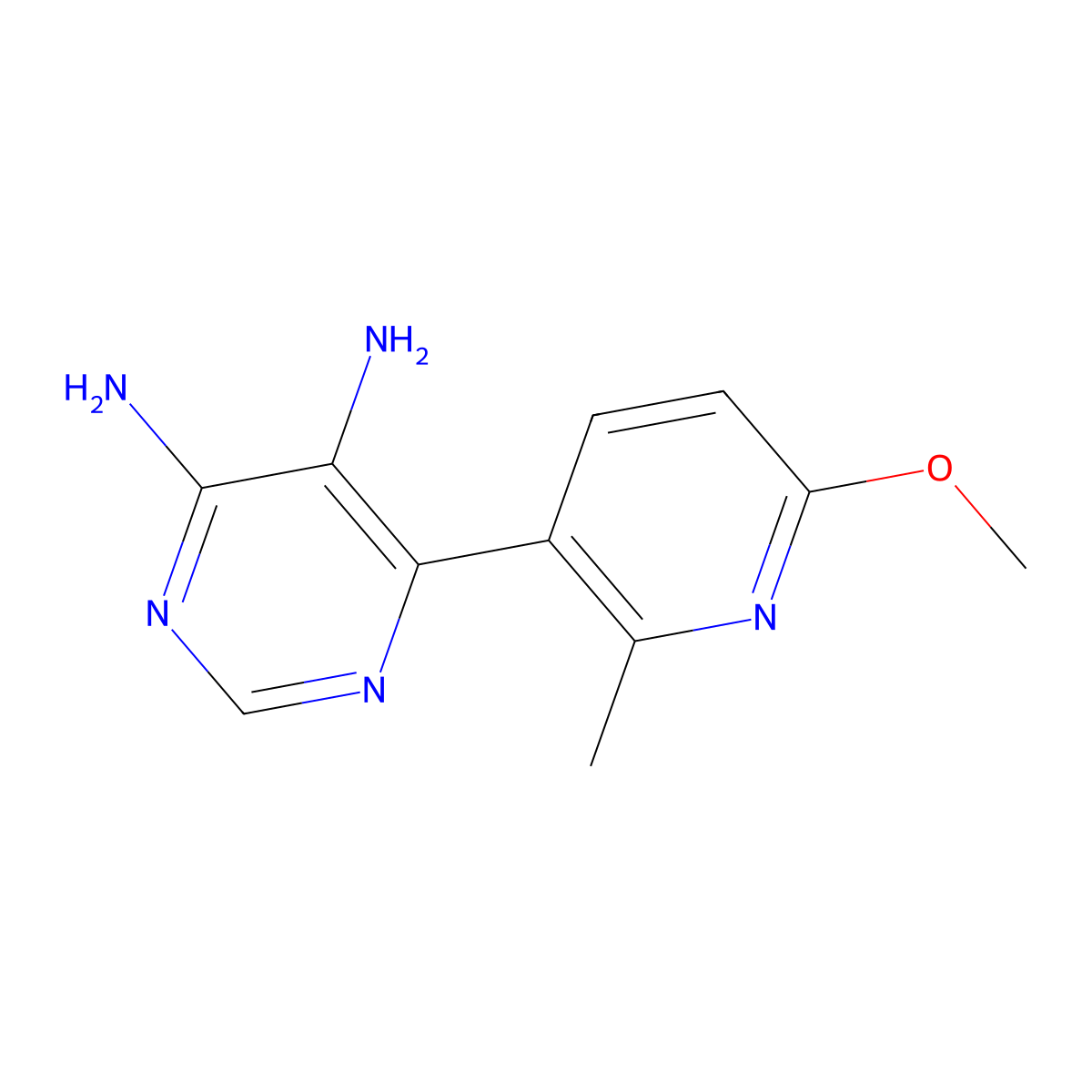 4,5-Pyrimidinediamine, 6-(6-methoxy-2-methyl-3-pyridinyl)- molecular structure, CAS 677744-09-1