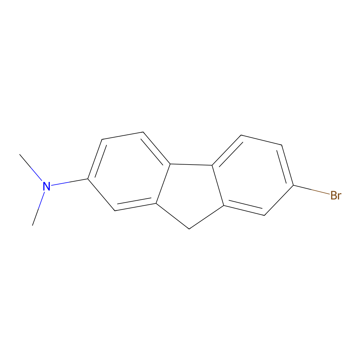 7-bromo-N,N-dimethyl-9H-fluoren-2-amine molecular structure, CAS 677746-25-7