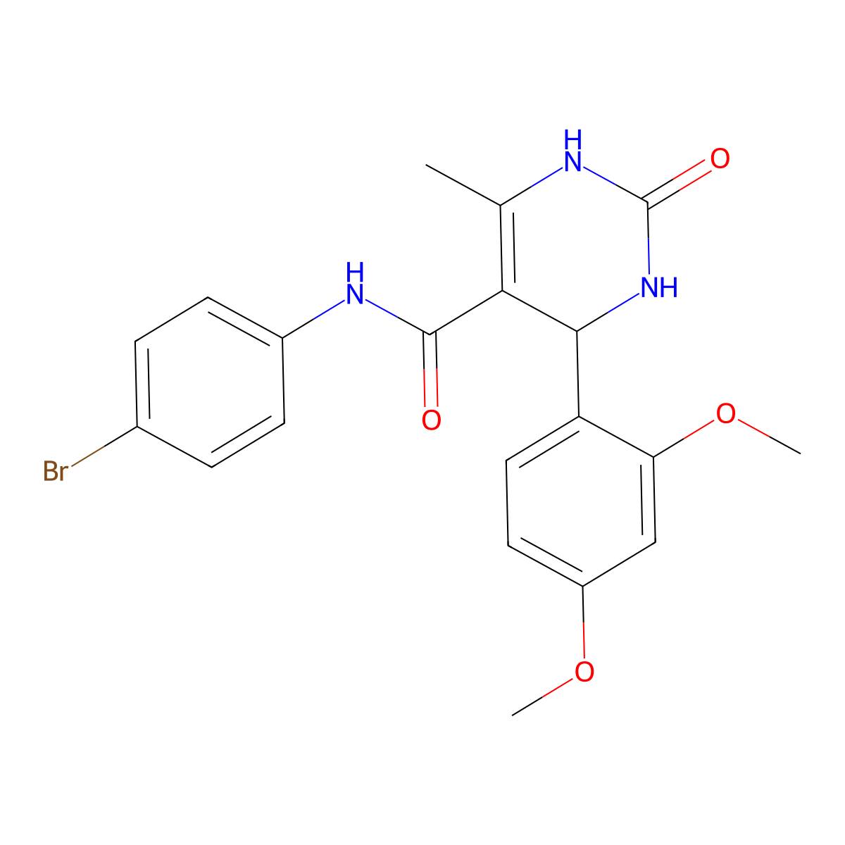 N-(4-bromophenyl)-4-(2,4-dimethoxyphenyl)-6-methyl-2-oxo-1,2,3,4-tetrahydropyrimidine-5-carboxamide molecular structure, CAS 677748-15-1