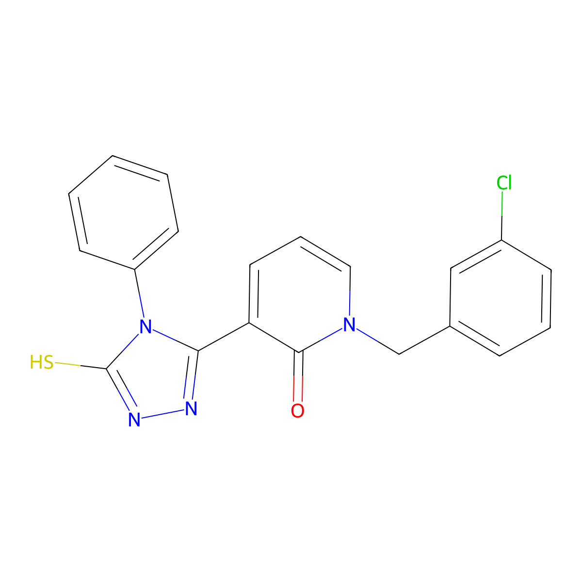 1-(3-chlorobenzyl)-3-(4-phenyl-5-sulfanyl-4H-1,2,4-triazol-3-yl)-2(1H)-pyridinone molecular structure, CAS 677749-35-8
